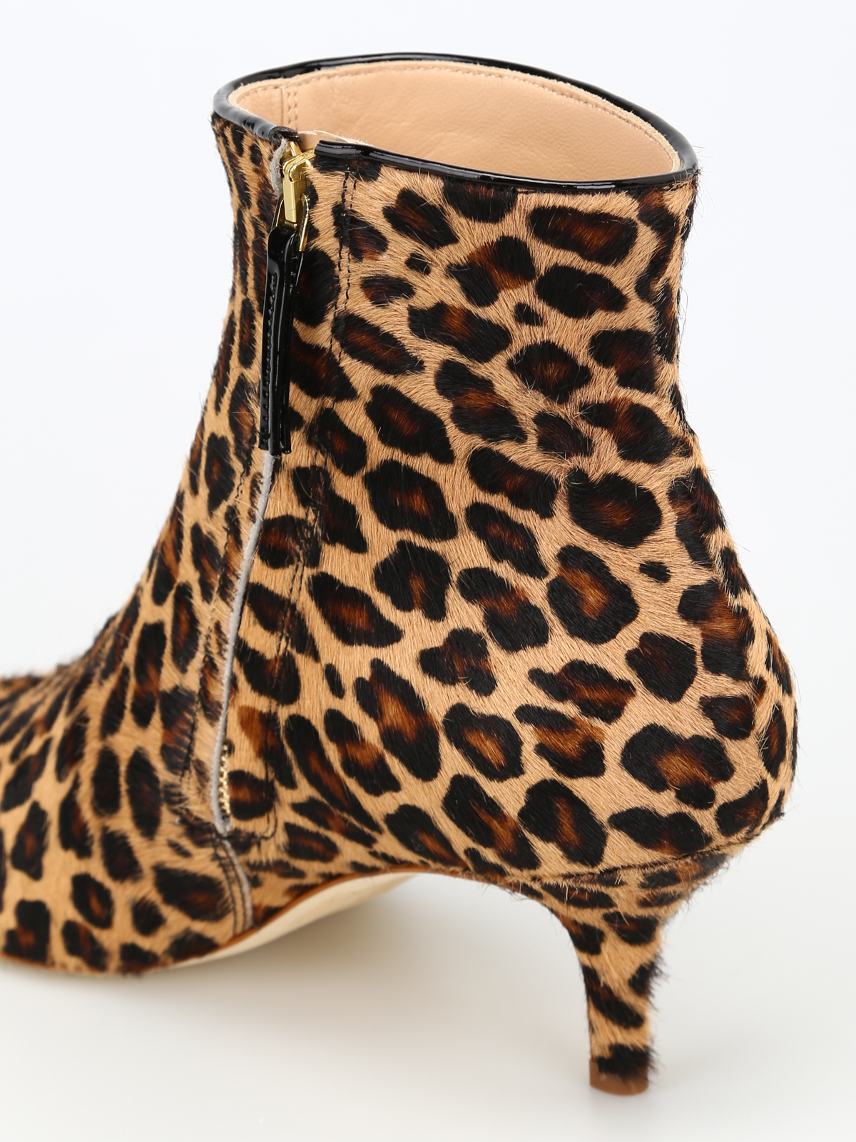 Shop Polly Plume Janis Haircalf Ankle Boots In Animal Print