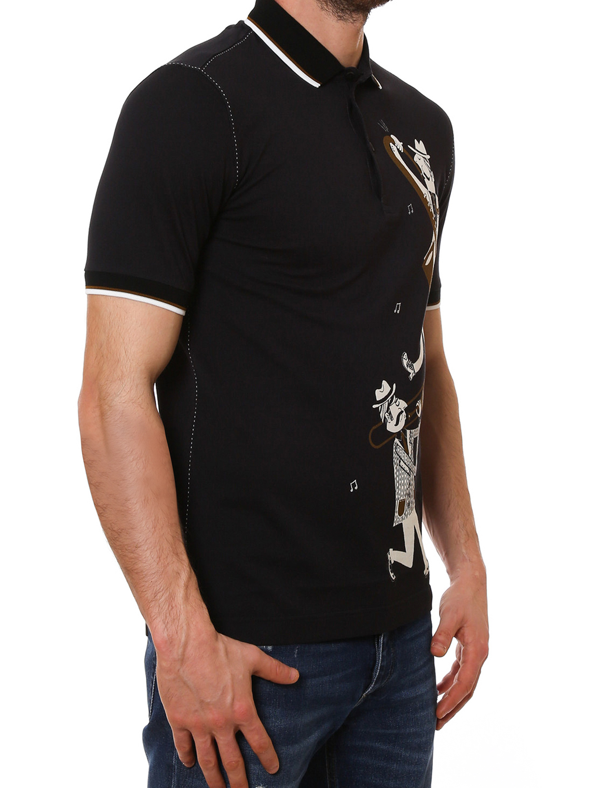 Dolce & Gabbana Jazz inspired polo shirt - Black|G8GZ8TFP737HN655