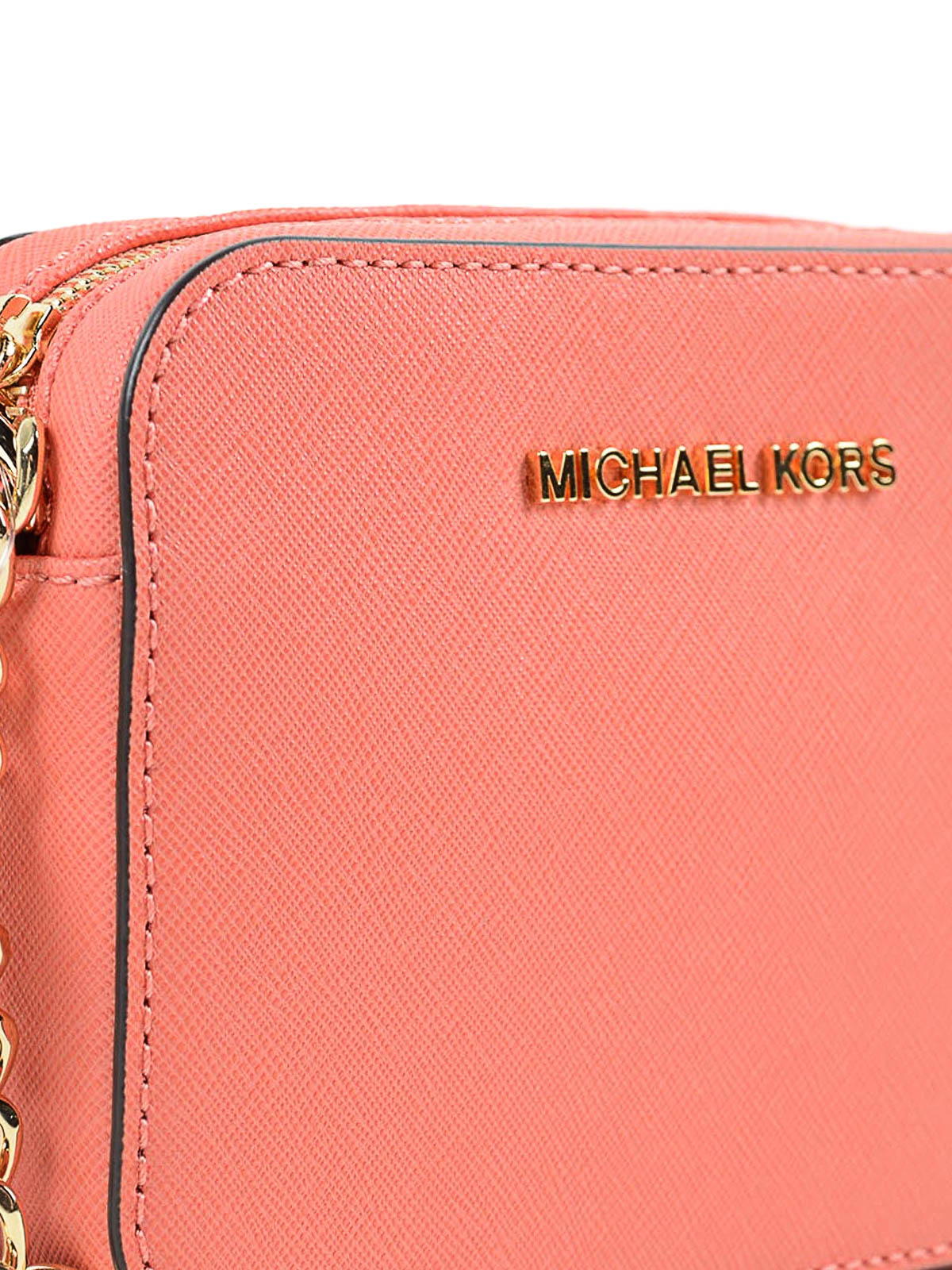 Michael Kors Jet Set Travel Women's Leather Crossbody Bag Coral