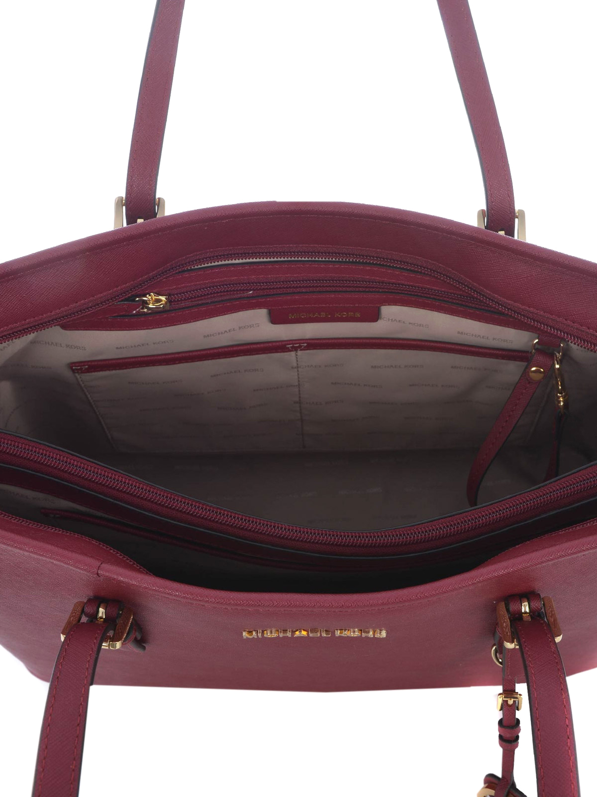 Michael Kors Jet Set Medium Mulberry Leather Tote Bag