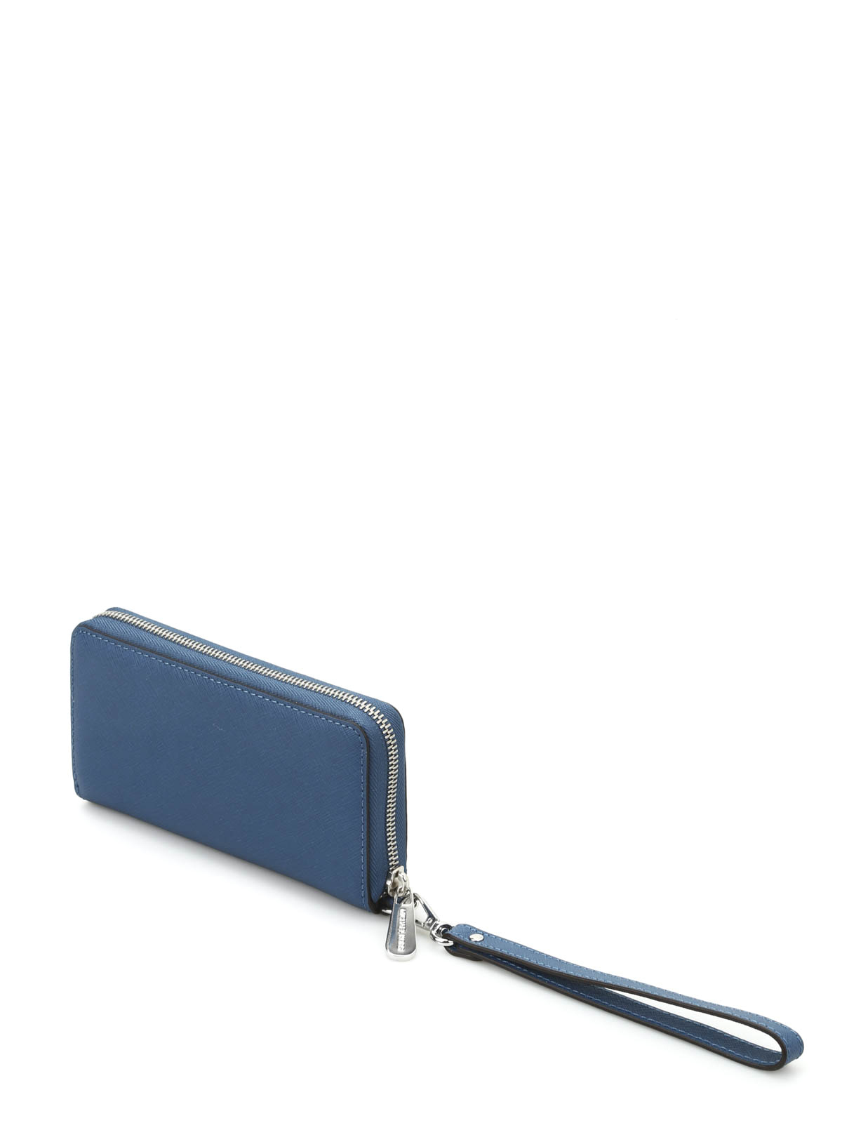 Michael Kors Blue Leather Jet Set Zip Around Wristlet Wallet