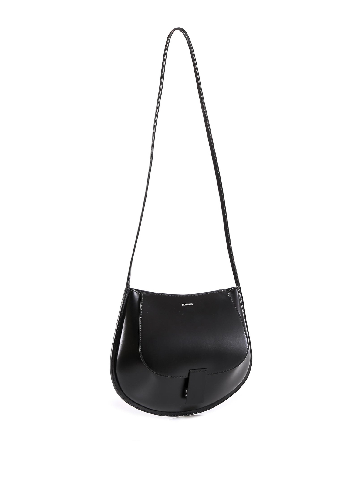 Jil Sander Crescent Large Smooth-leather Shoulder Bag in Black