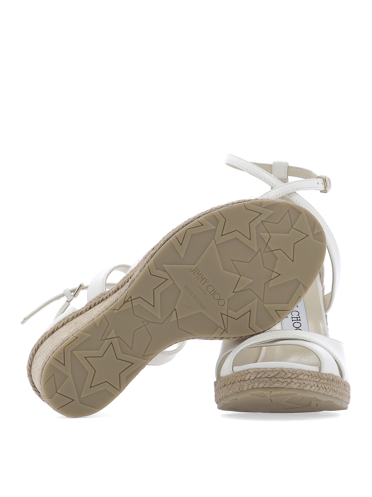 Jimmy Choo Alanah 105 white leather wedge sandals ALANAH105NBECHALK