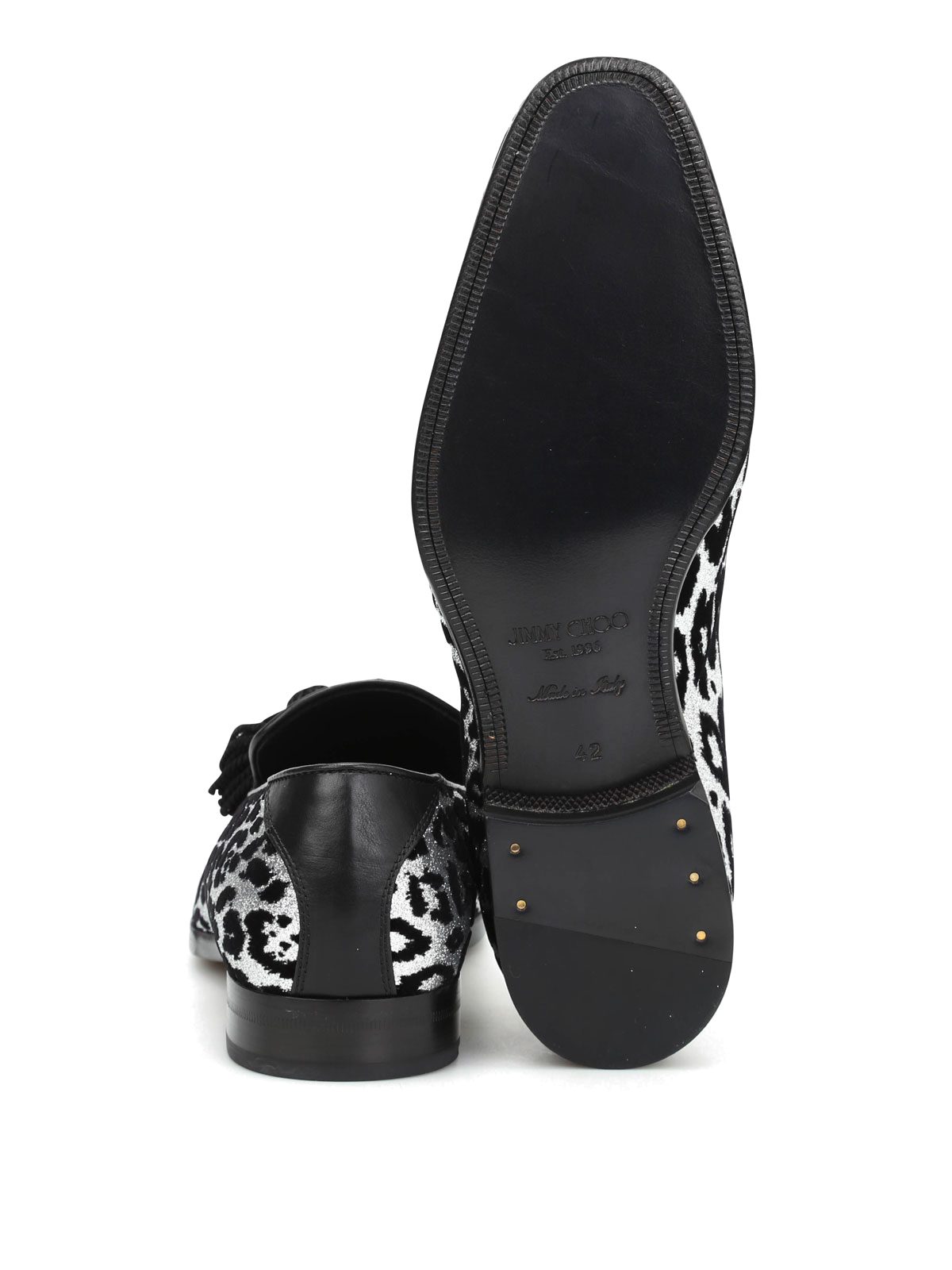 JIMMY CHOO Foxley glitter and velvet loafers Jimmy Choo Foxley shaded glitter loafers - Silver - Men  main image 4