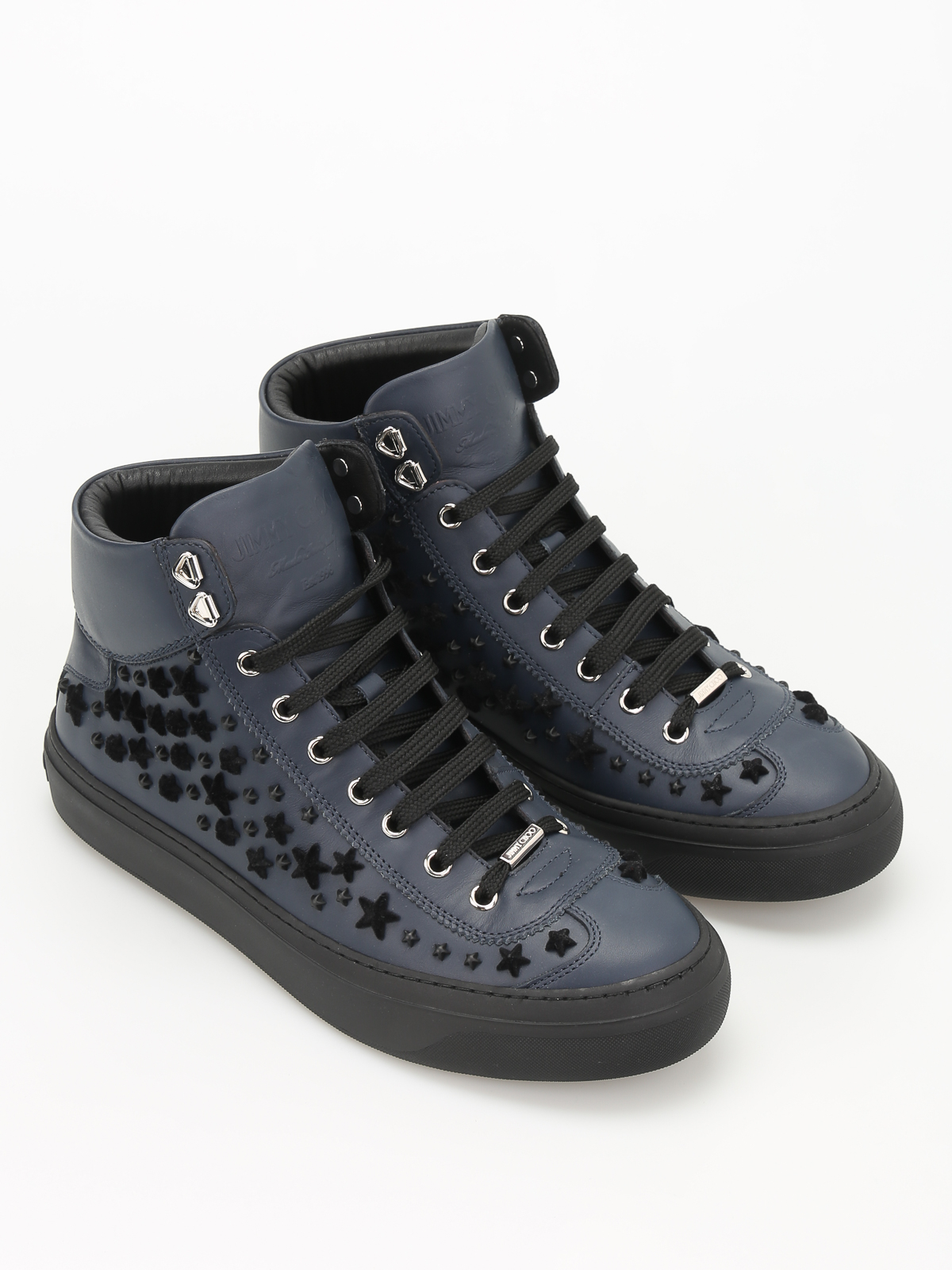Jimmy Choo Argyle velvet stars sneakers|ARGYLECKXOFFICIALNAVYBLACK