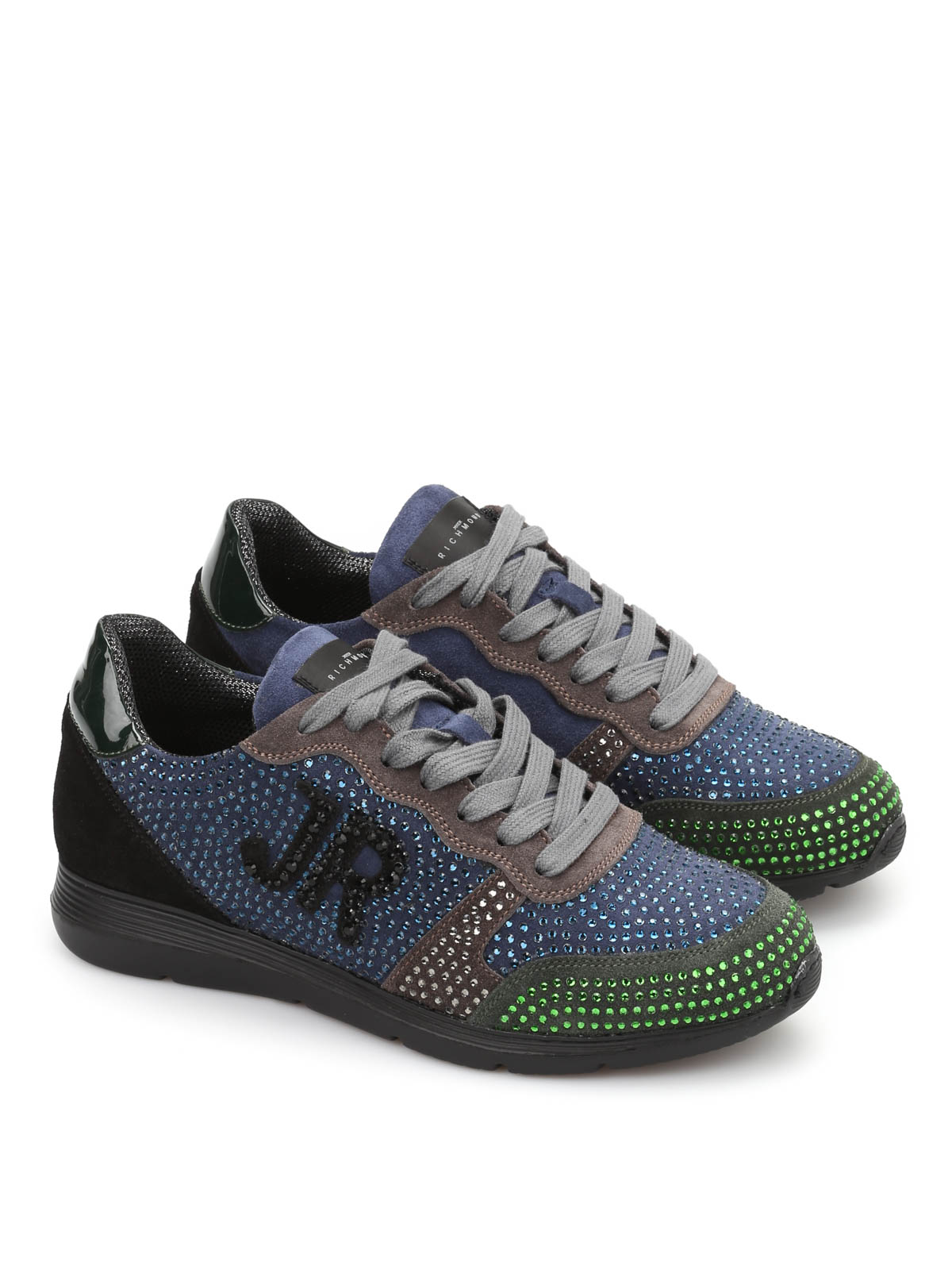 John Richmond Beads Detailed Suede Trainers In Multicolour