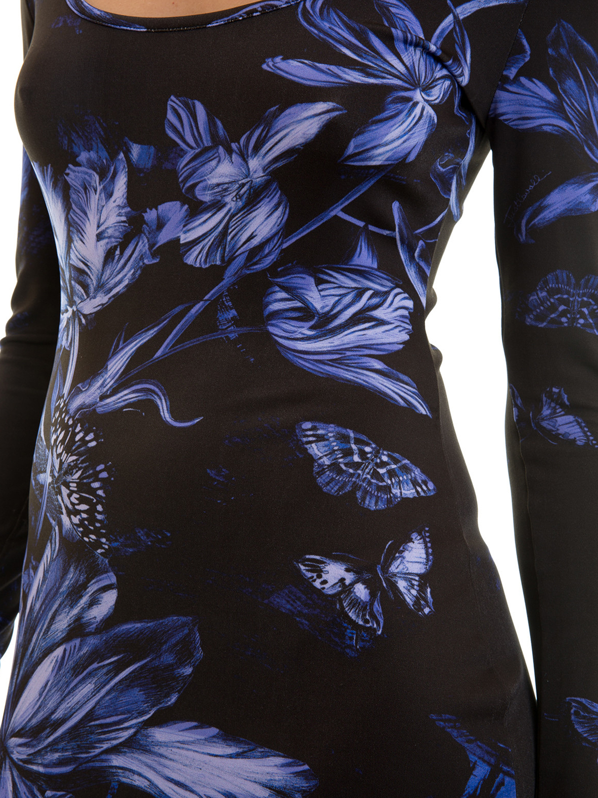 just cavalli blue dress Asymmetrical Cut Out Long Dress