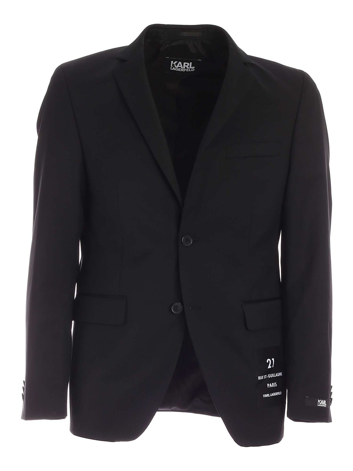 Karl Lagerfeld Logo Label Jacket In Black In Negro
