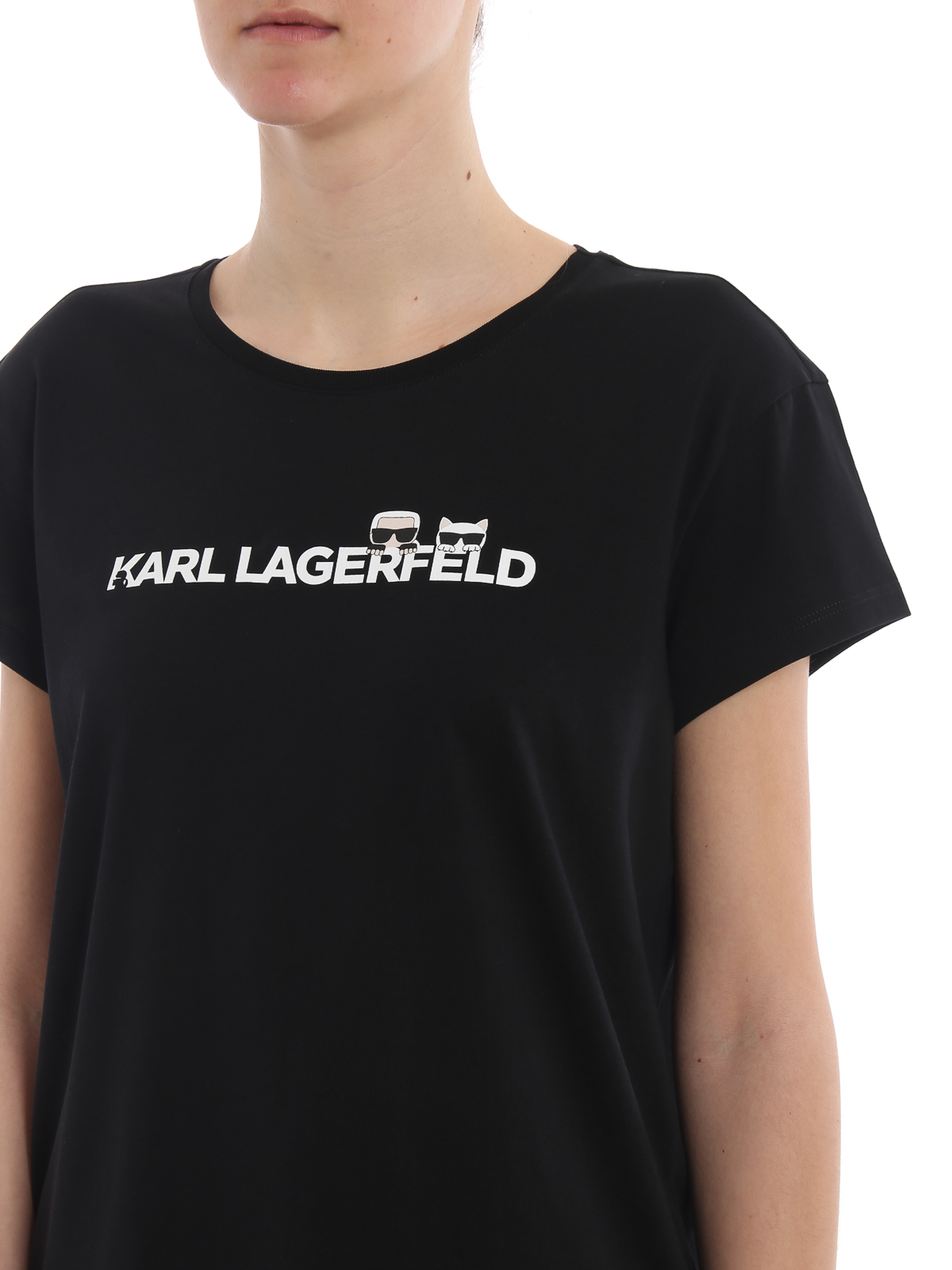 Shop Karl Lagerfeld Ikonik Black Cotton T-shirt