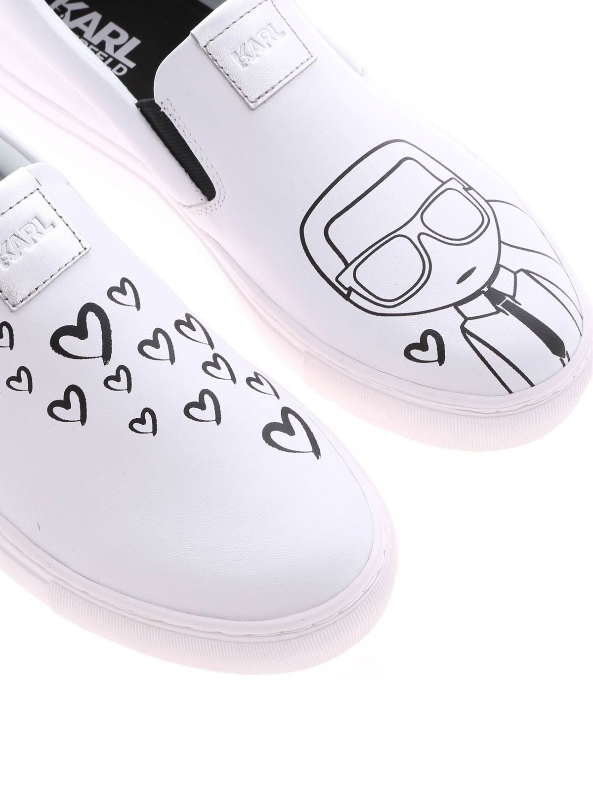 Shop Karl Lagerfeld Kupsole Love Slip-on Sneakers In White