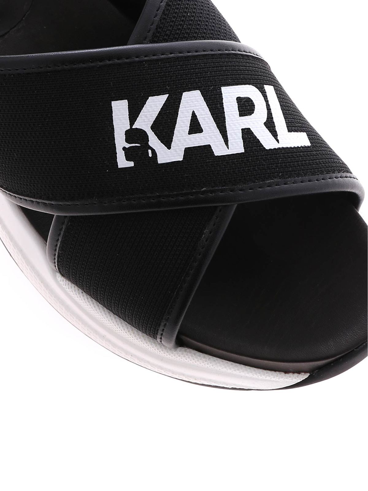 Shop Karl Lagerfeld Ventura Criss-cross Sandals In Negro