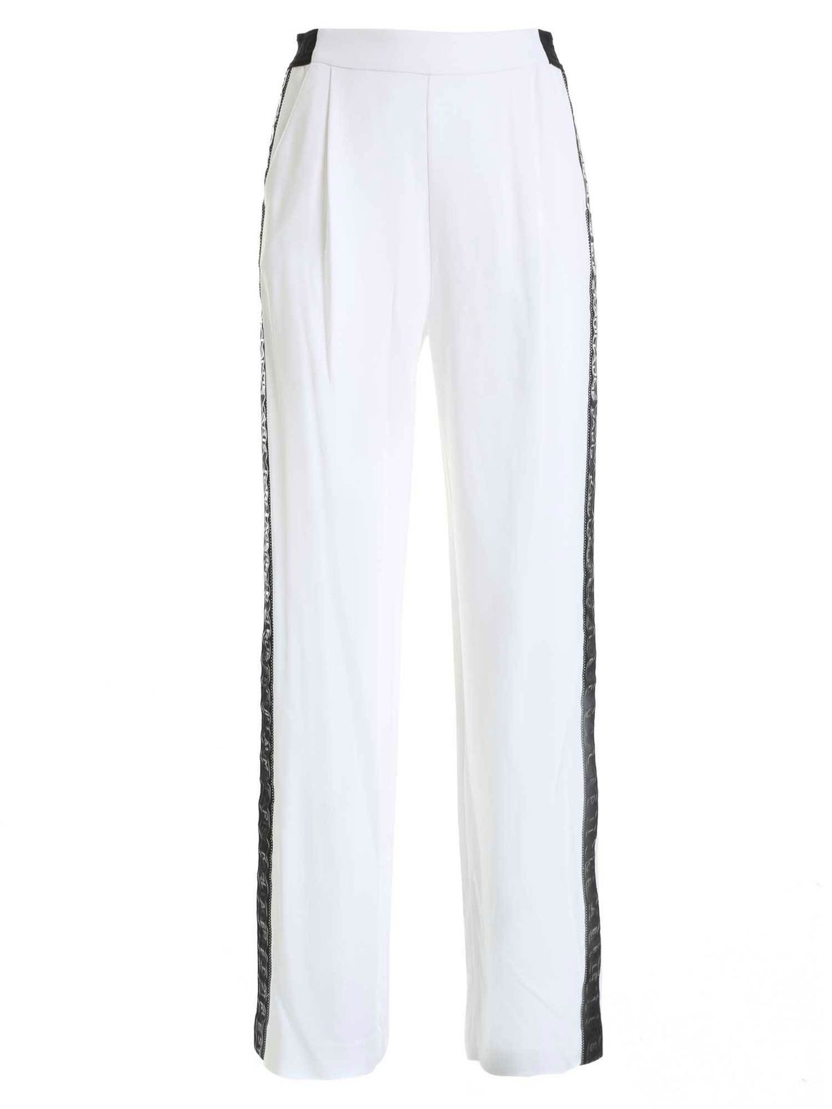Karl Lagerfeld W/logo Tape Cady Pants In White In Blanco