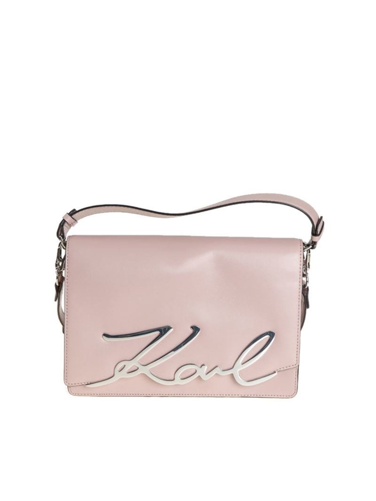 Karl Lagerfeld Leather Bag In Rosado