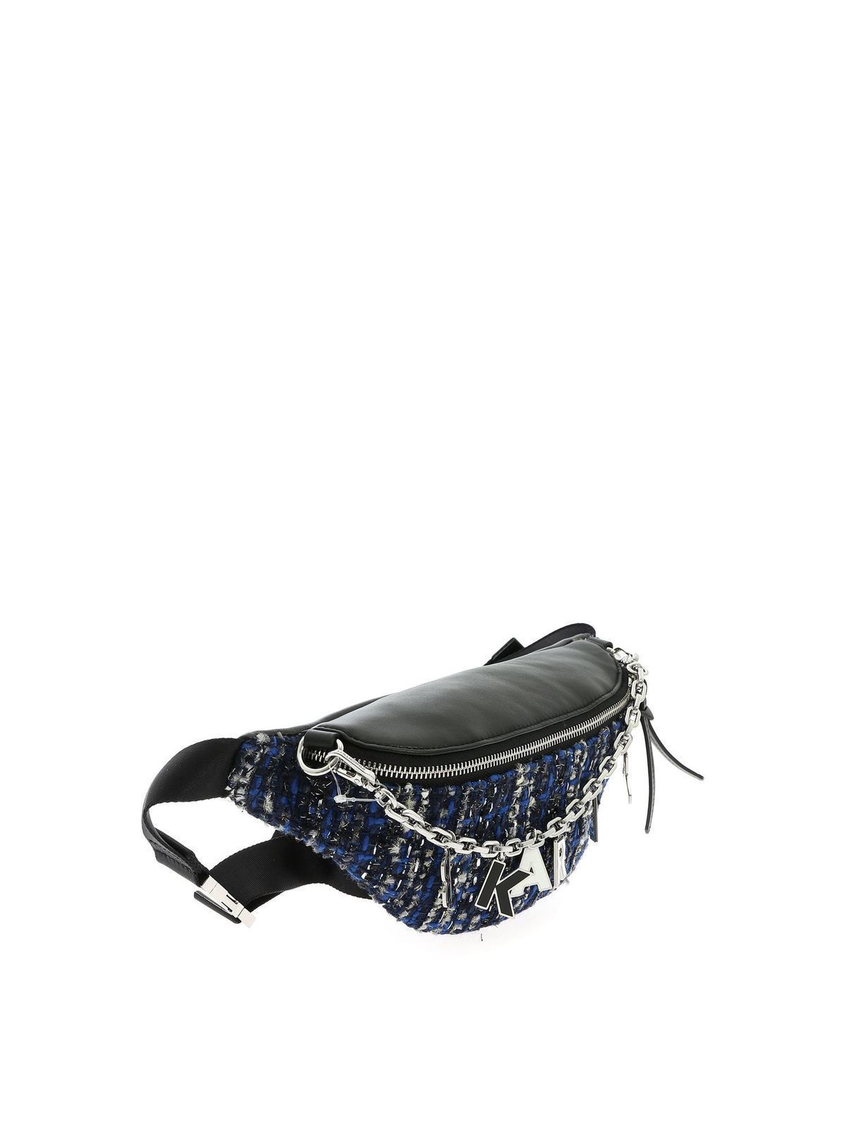 Shop Karl Lagerfeld K/studio Tweed Belt Bag In Blue And Black In Negro