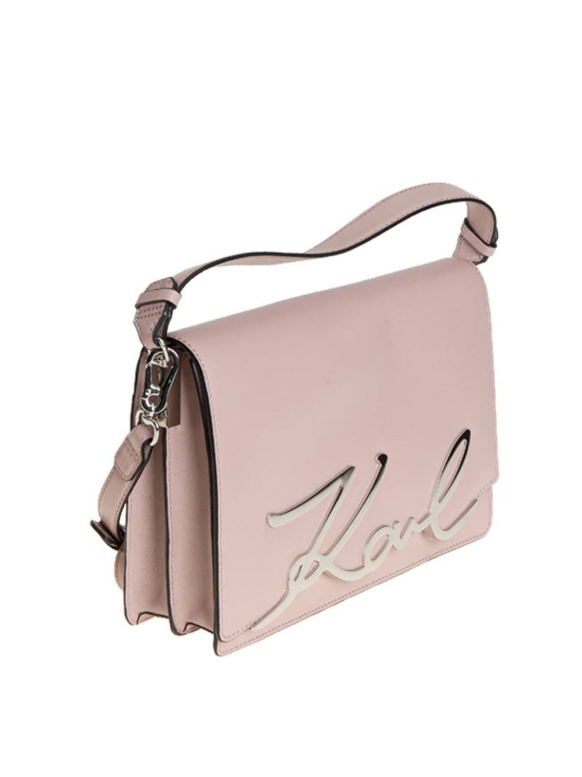 Shop Karl Lagerfeld Leather Bag In Rosado