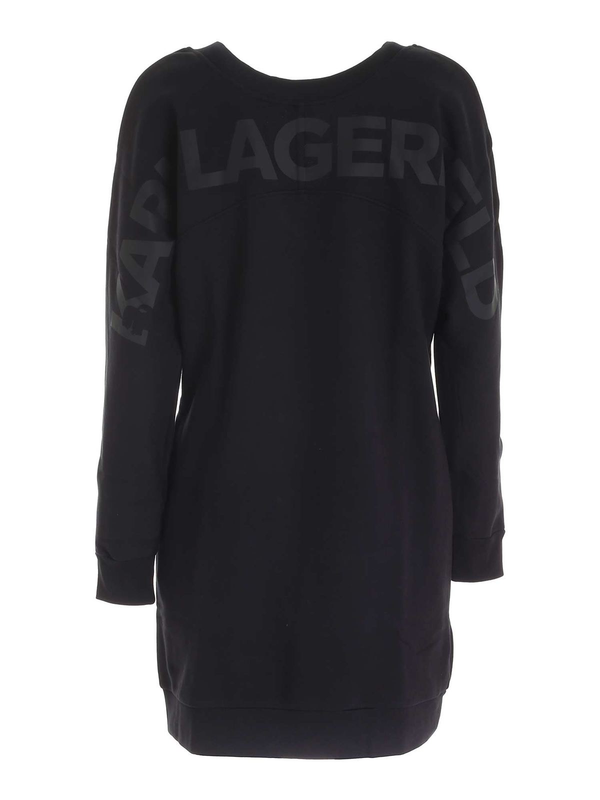 Shop Karl Lagerfeld Rubberized Logo Print Dress In Black In Negro
