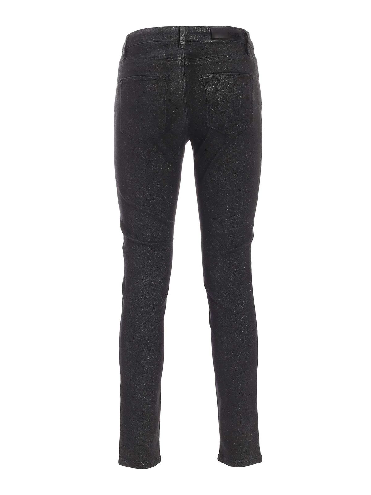 Shop Karl Lagerfeld Sparkle Skinny Jeans In Grey