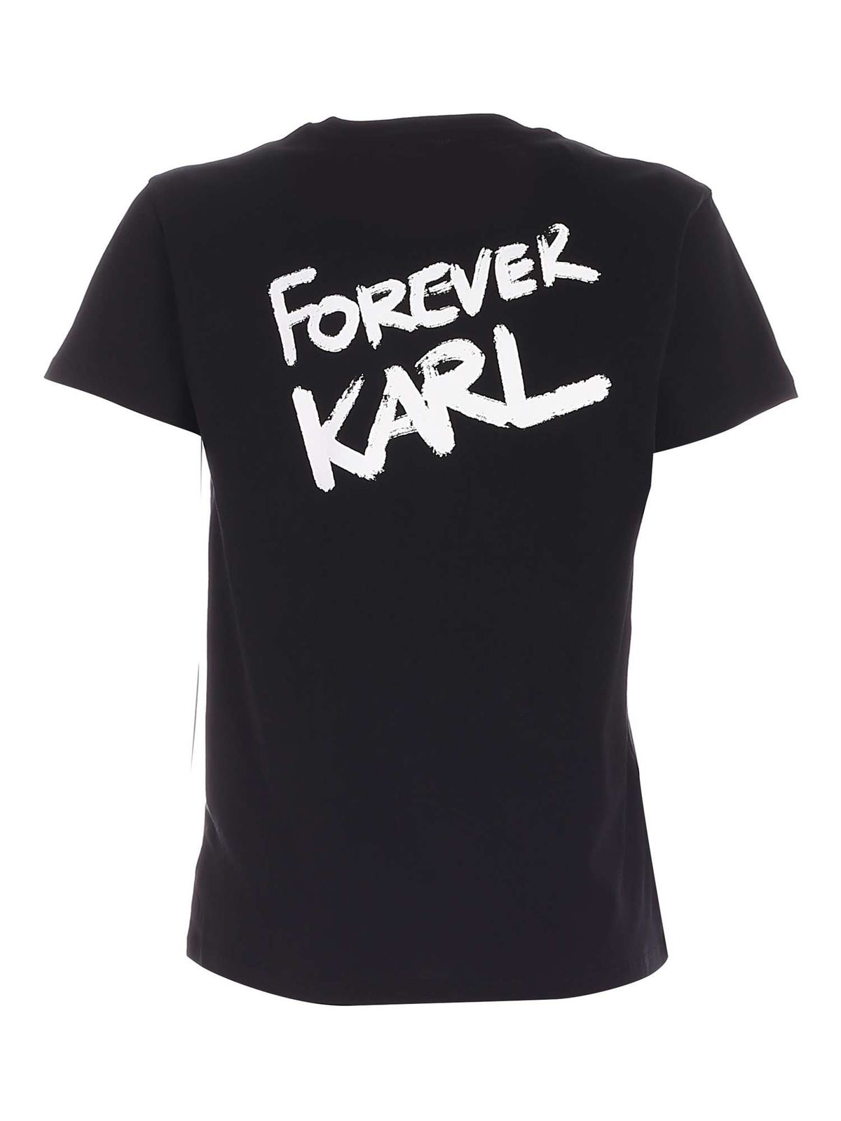 Shop Karl Lagerfeld Contrasting Print T-shirt In Black