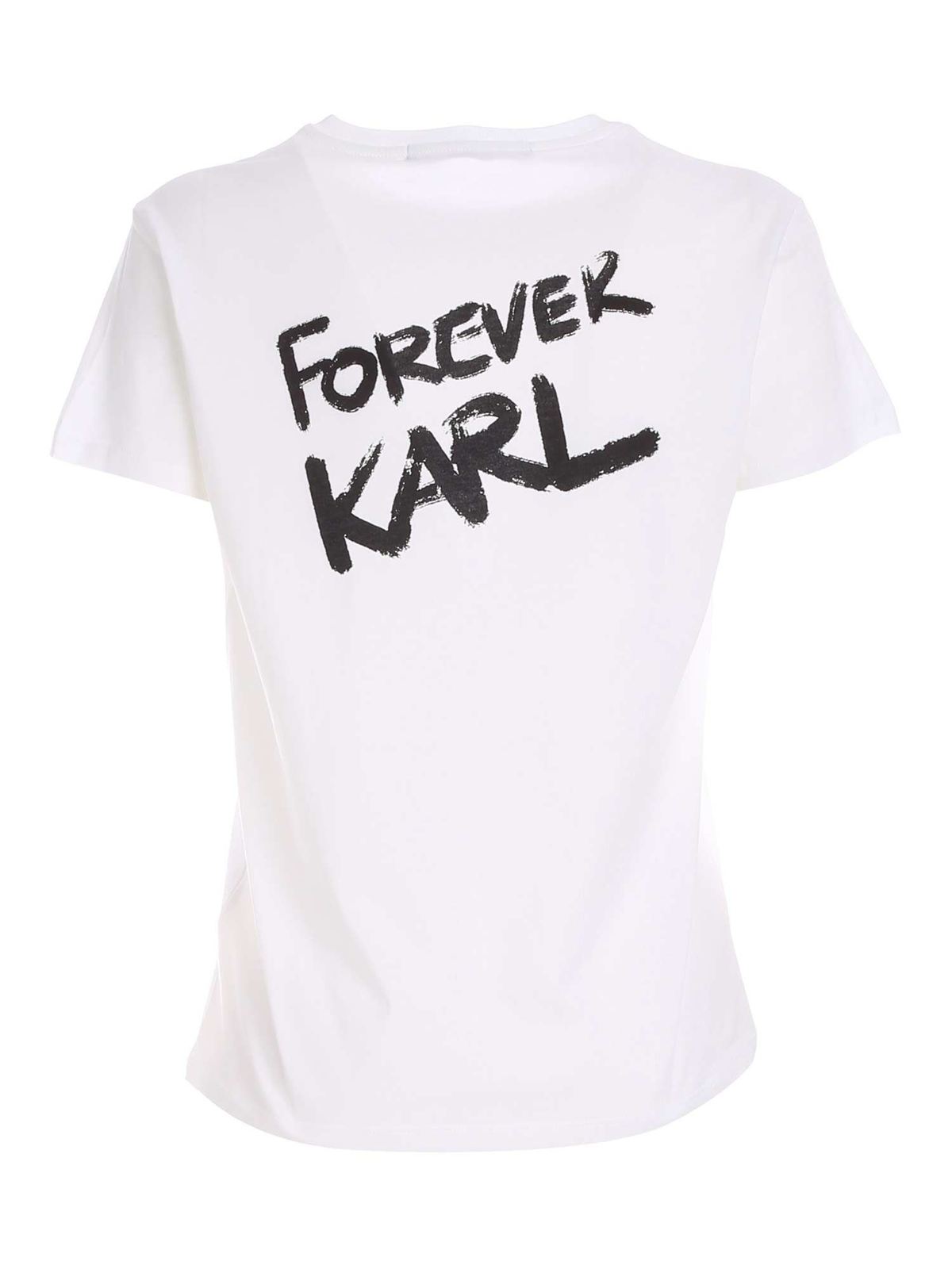 Shop Karl Lagerfeld Contrasting Print T-shirt In White