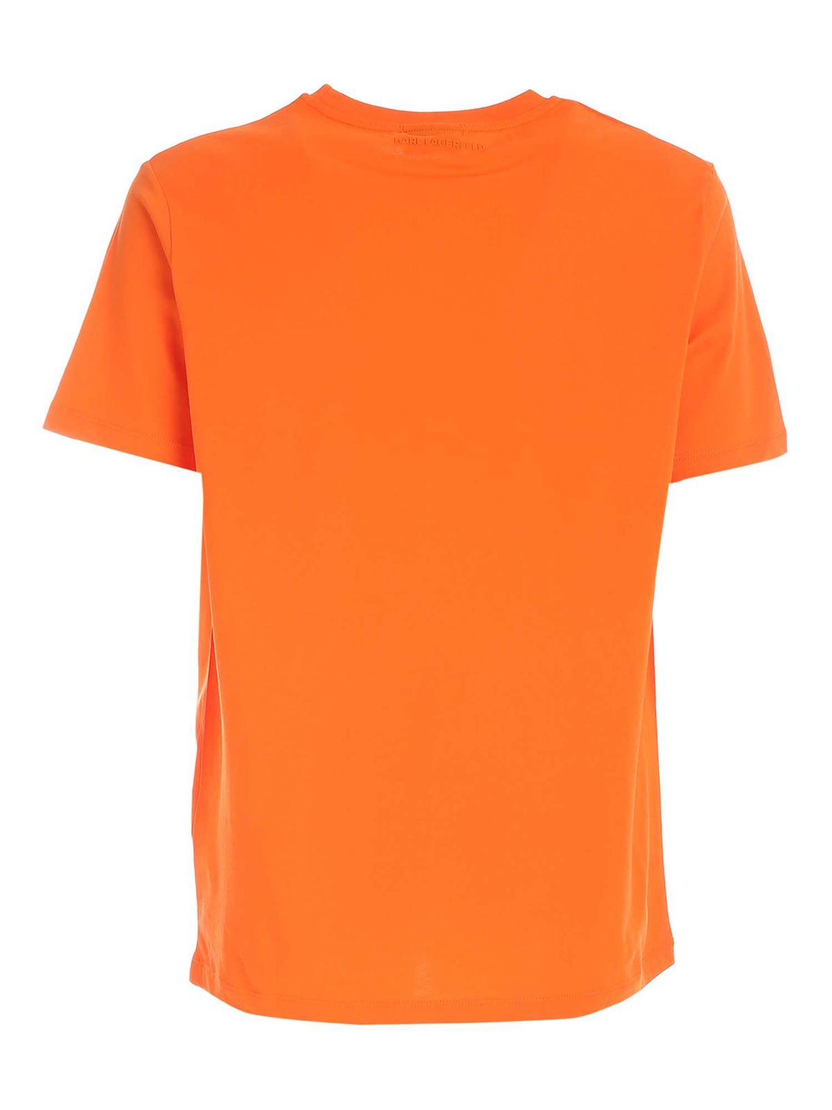 Shop Karl Lagerfeld Logo Label T-shirt In Orange