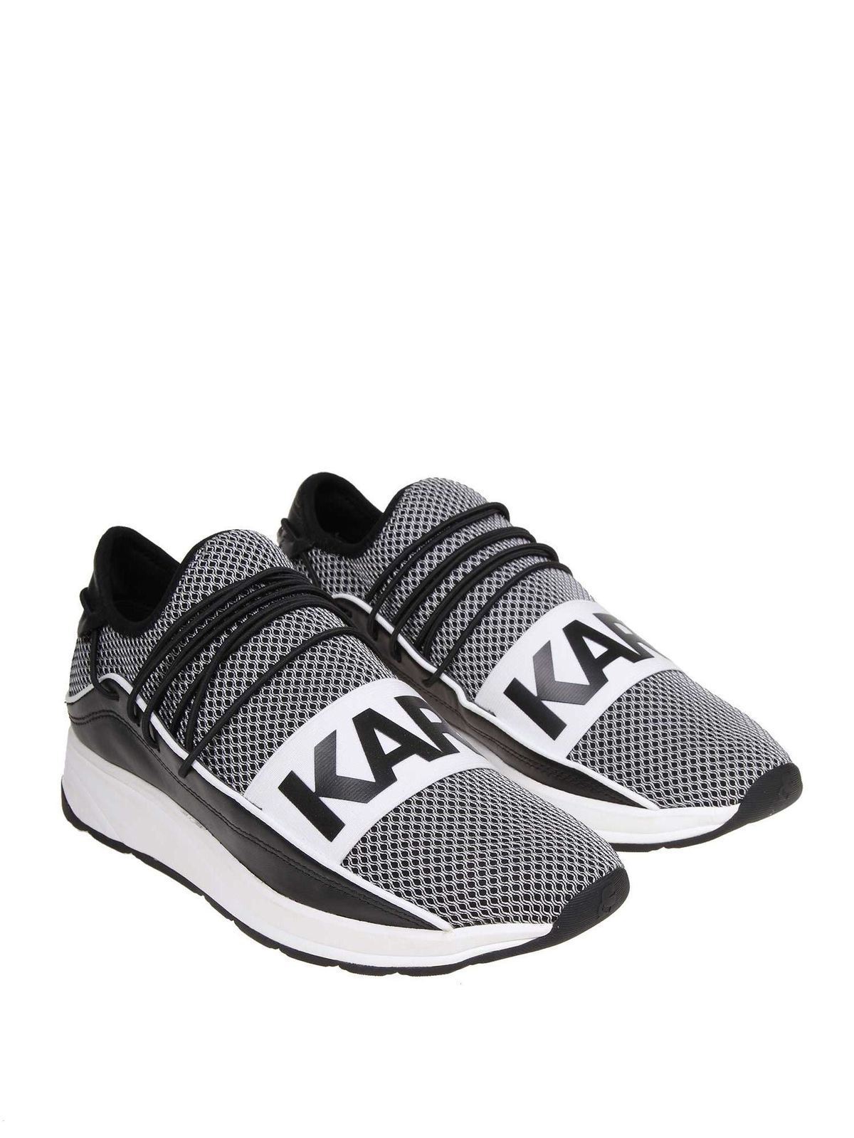 Shop Karl Lagerfeld Fabric Sneakers With Logo In Black