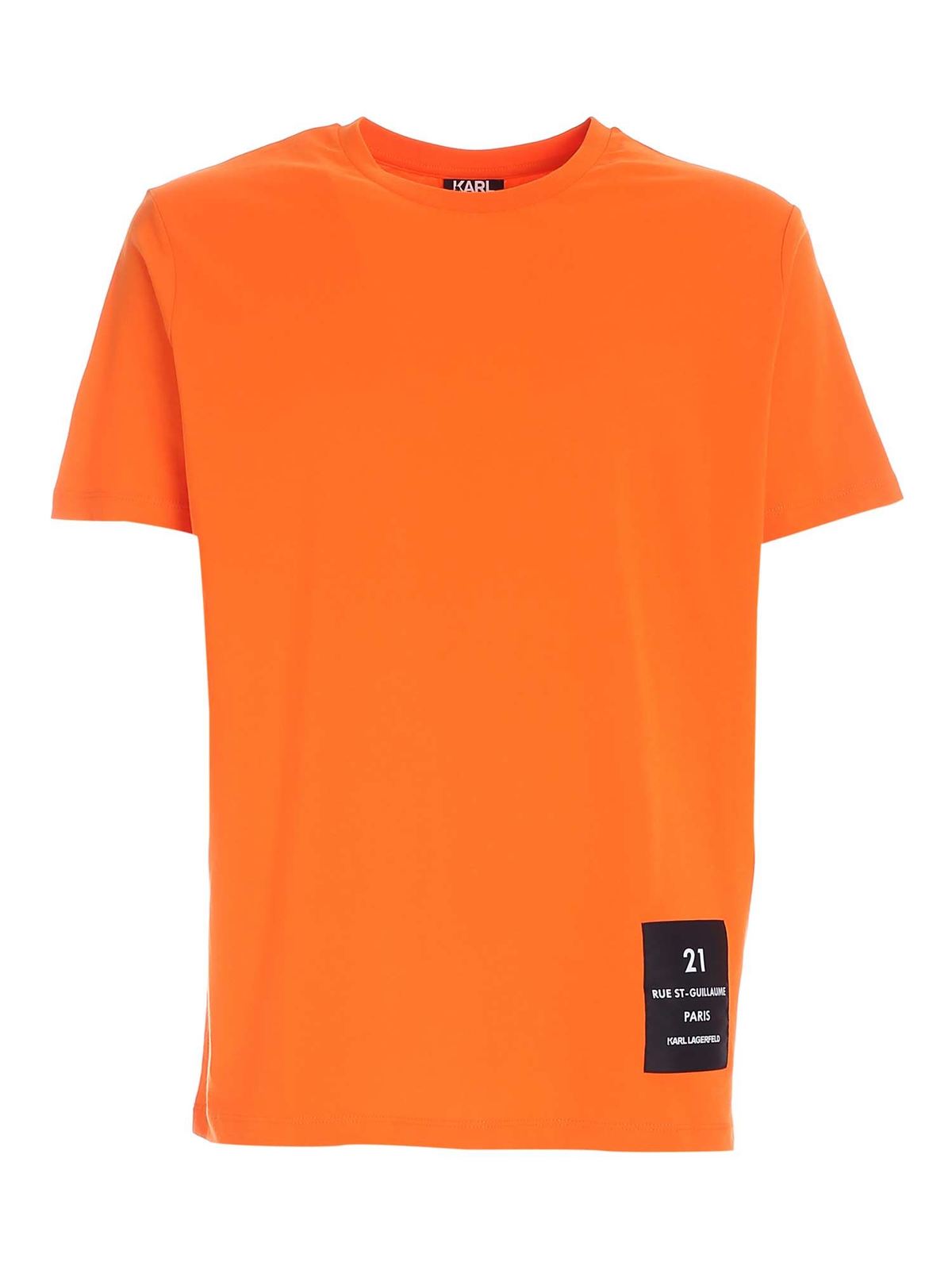 Karl Lagerfeld Logo Label T-shirt In Orange