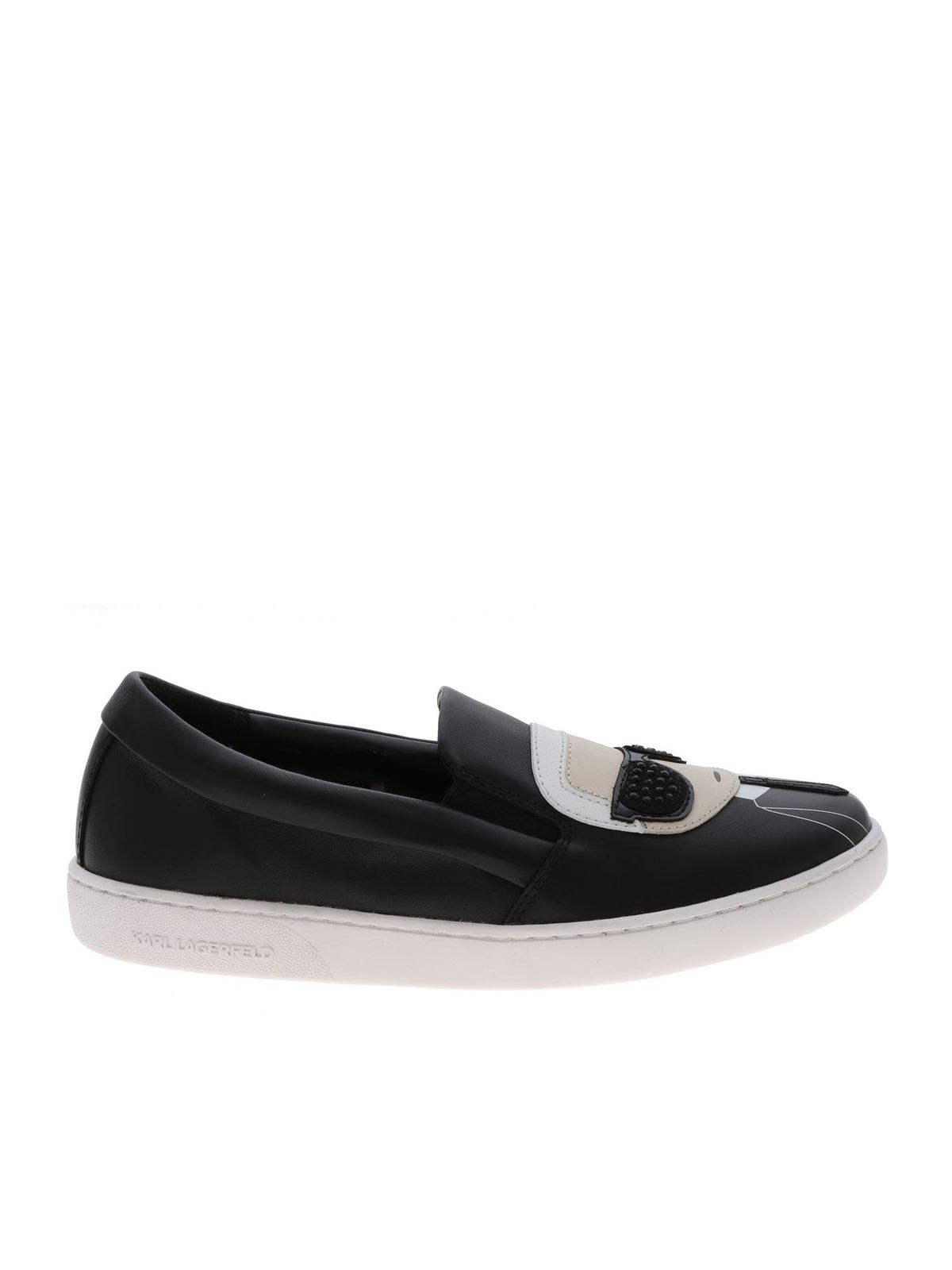 Karl Lagerfeld Black Leather Slip-On Sneakers with White Sole Karl Lagerfeld Paris Mayu Lace Up Sneakers – JLOOD.COM main image 2