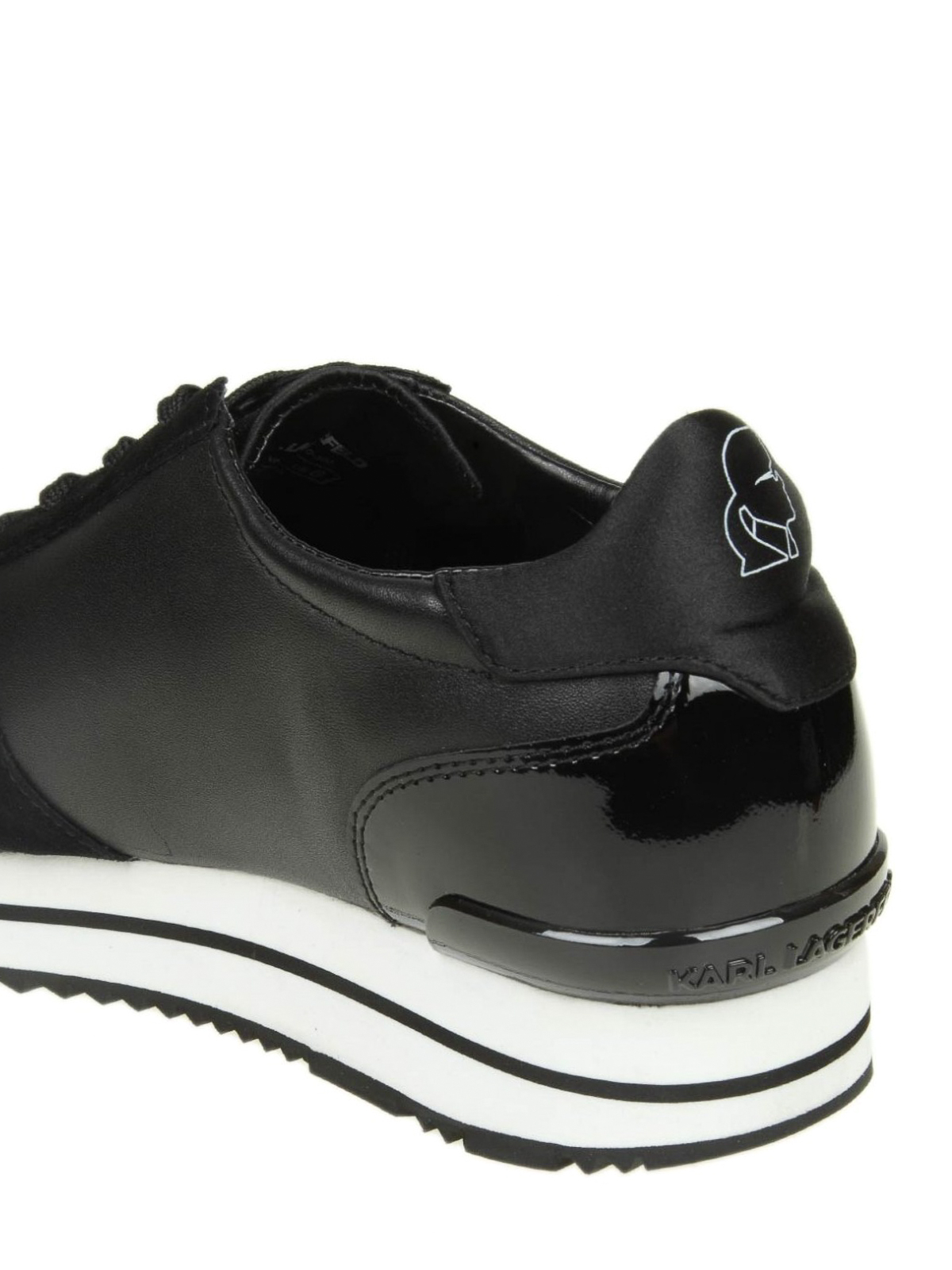 Shop Karl Lagerfeld Karl Patch Detail Leather And Suede Sneakers In Black