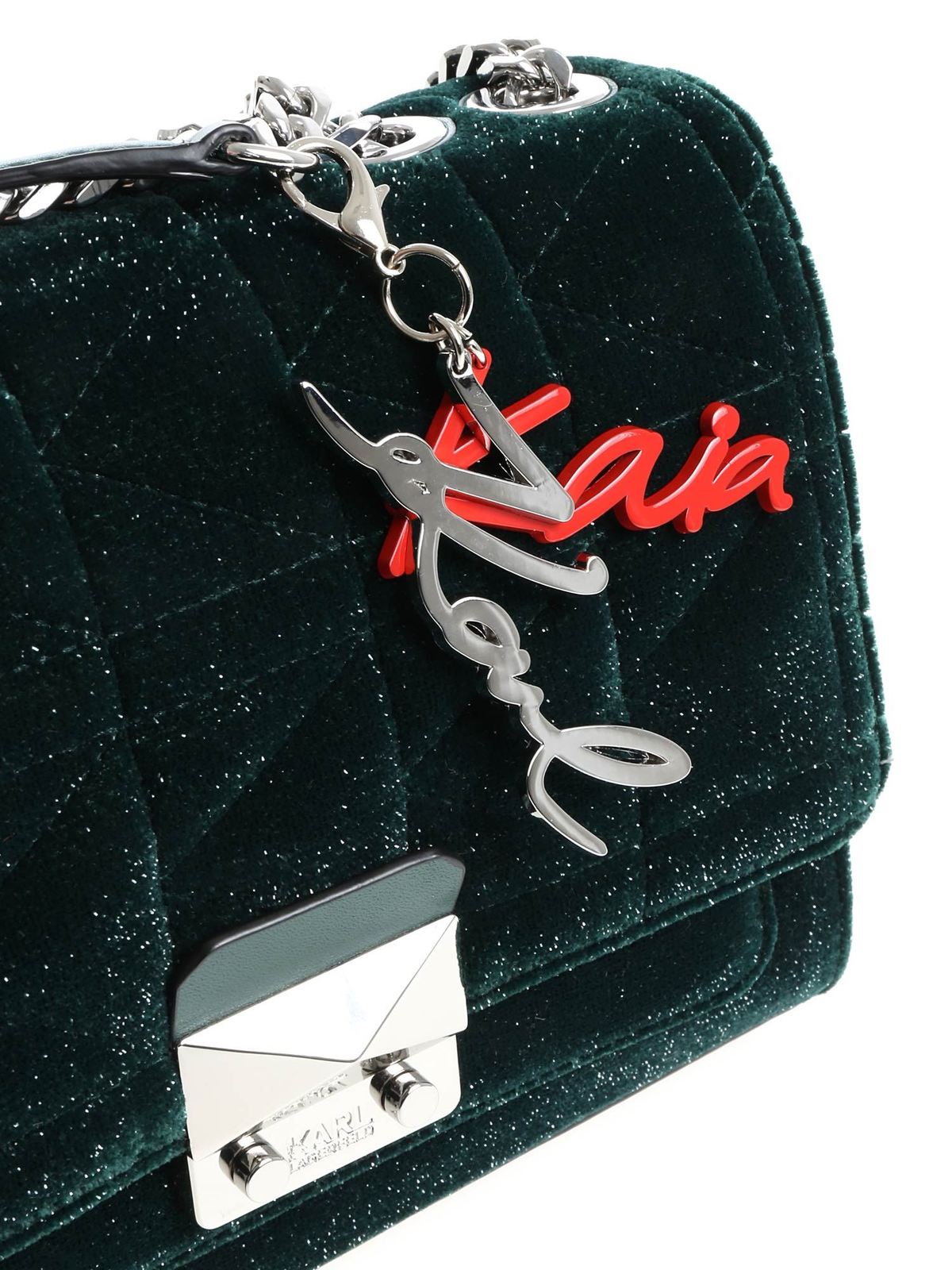 Shop Karl Lagerfeld Karl X Kaia Green Glittered Bag In Verde