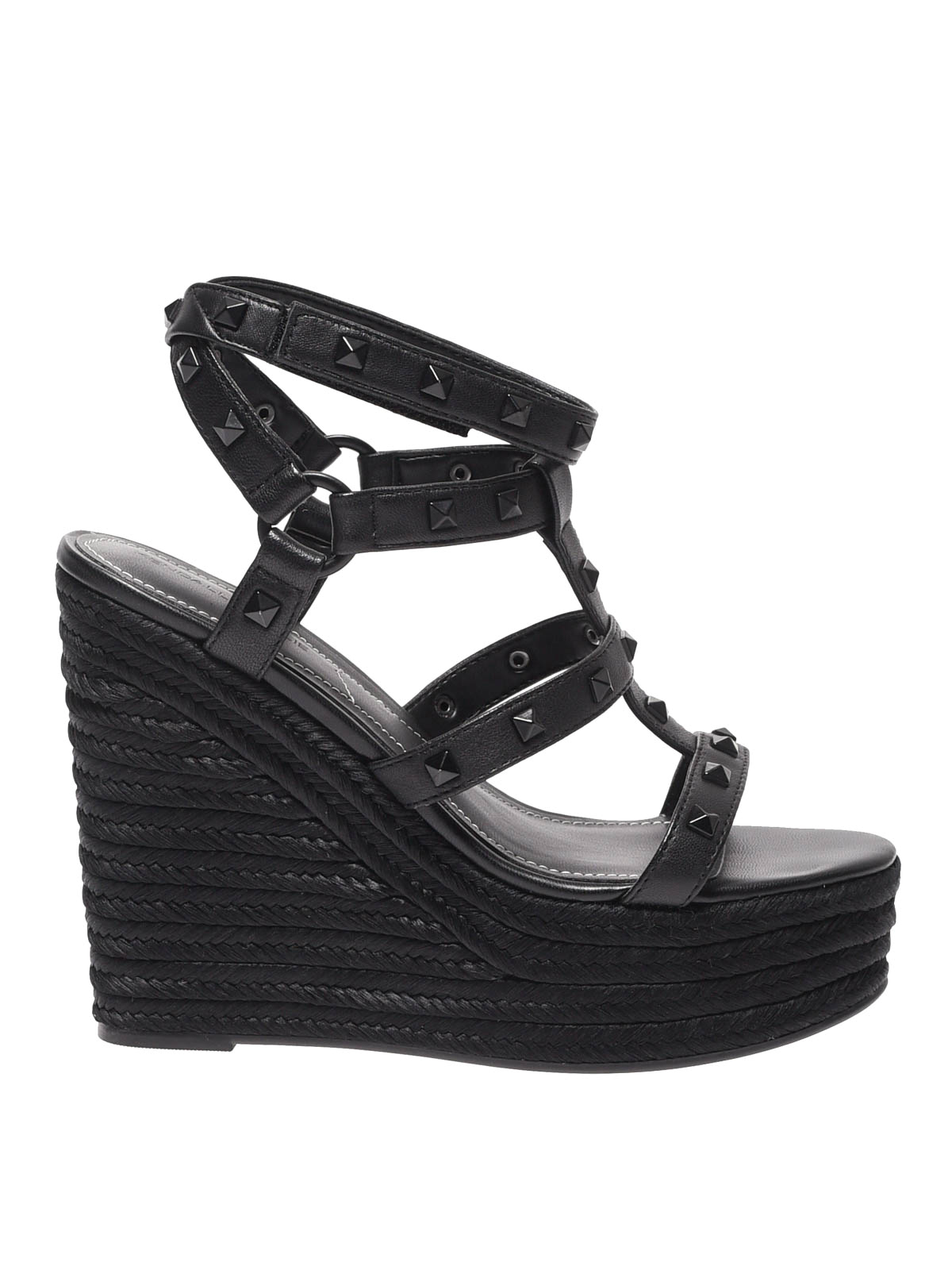 Black 2024 leather wedge