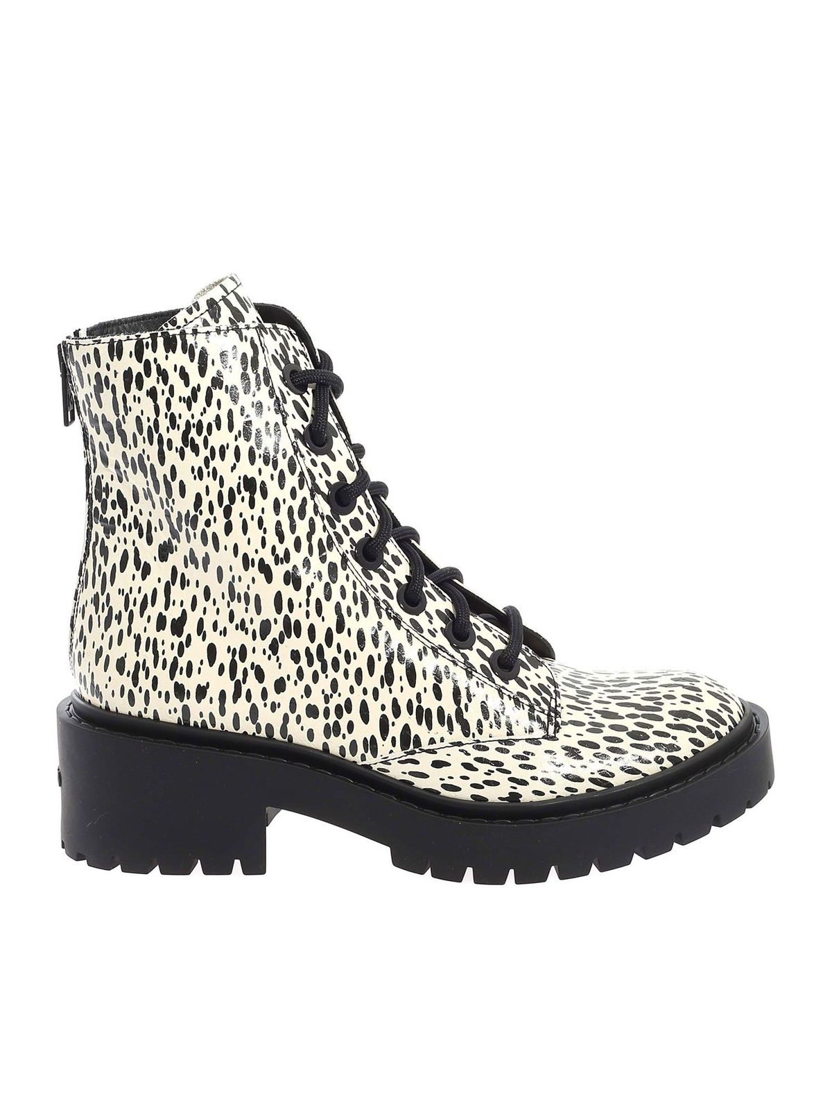 Shop Kenzo Pike Lace Up Ankle Boots In Ecru Color In Blanco