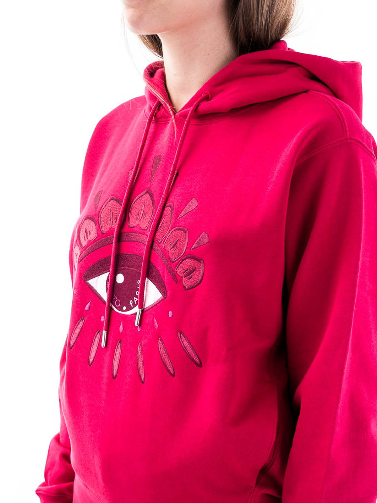 Kenzo Cotton hoodie with Eye embroidery Red FA62SW8724XC26