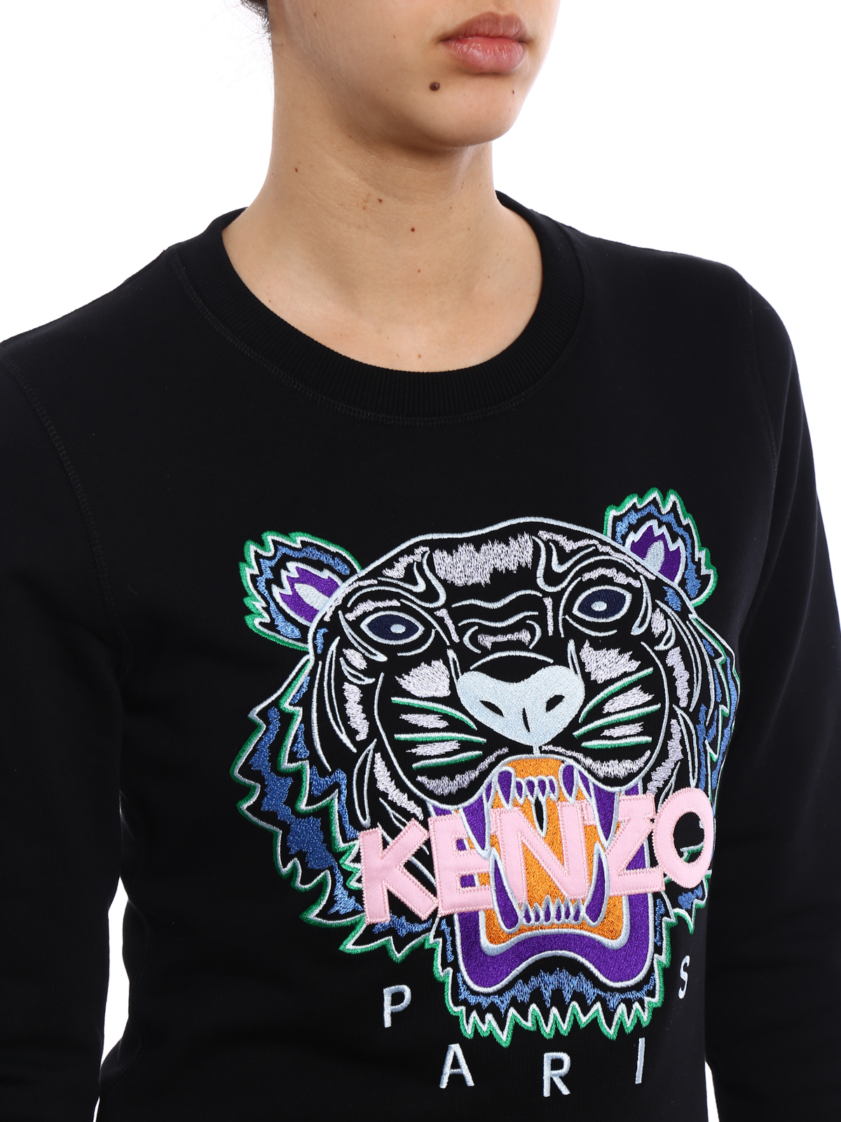 Sweatshirts Sweaters Kenzo Embroidered Tiger black sweatshirt -