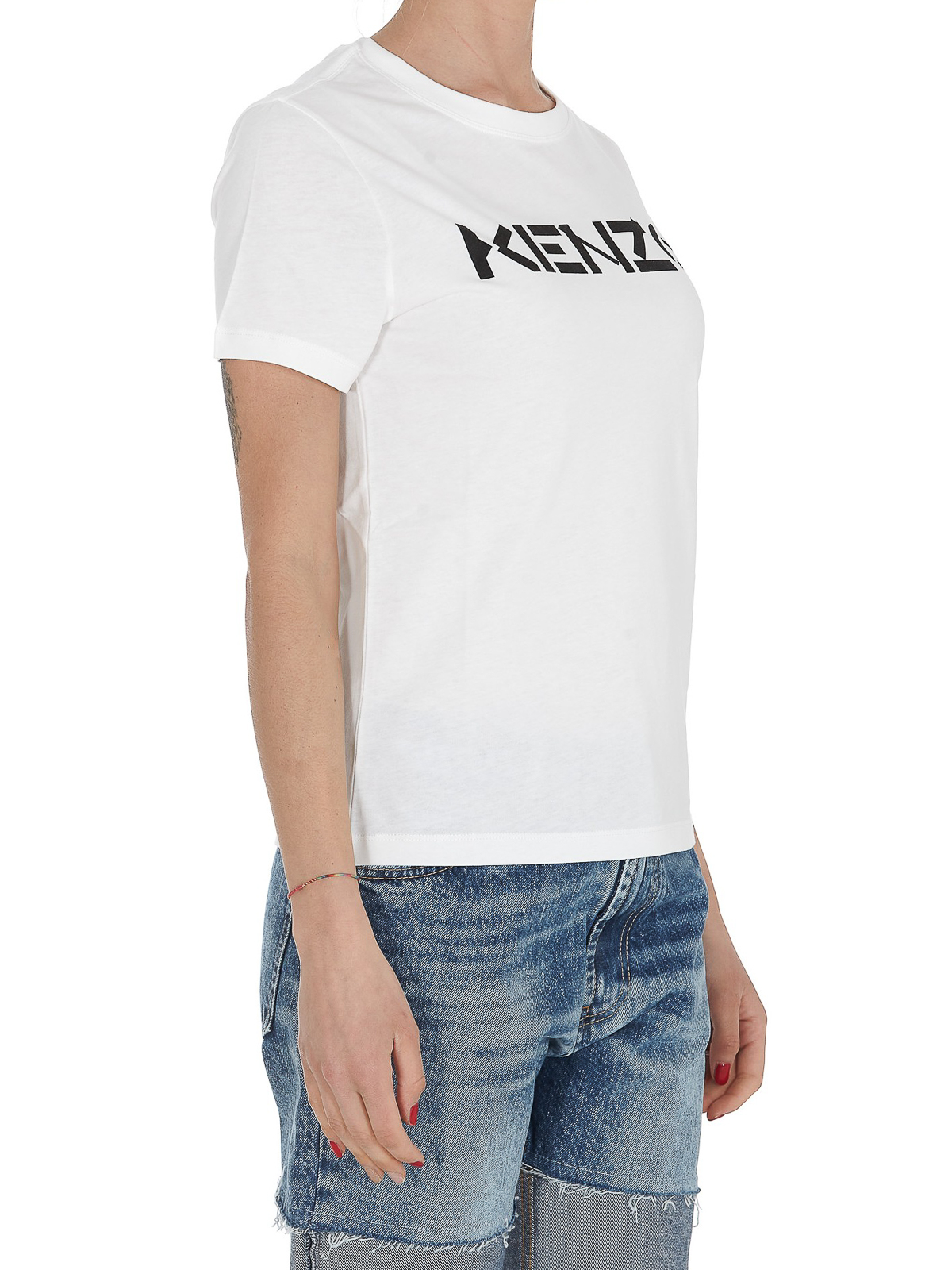 Shop Kenzo Logo Lettering Printed T-shirt In White