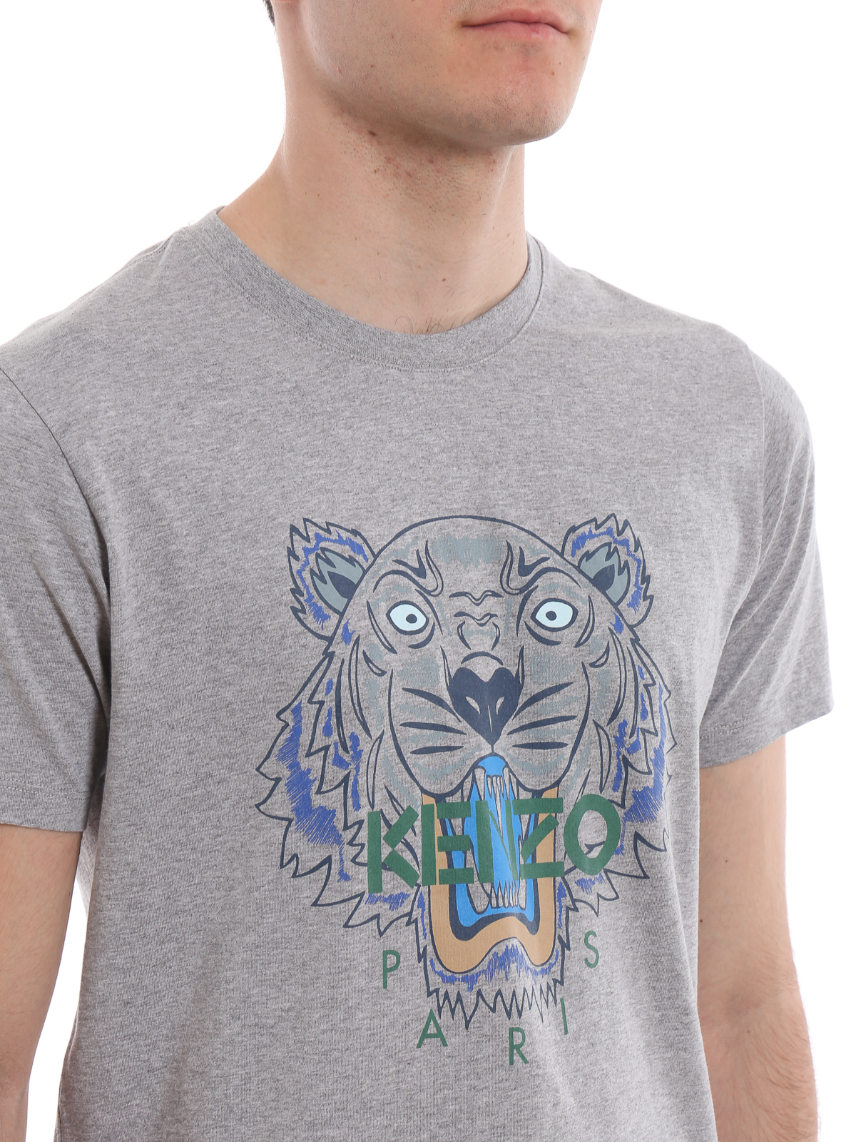 ozon at tilbagetrække Viva T-shirts Kenzo - Tiger print melange grey T-shirt - F965TS0504YA94