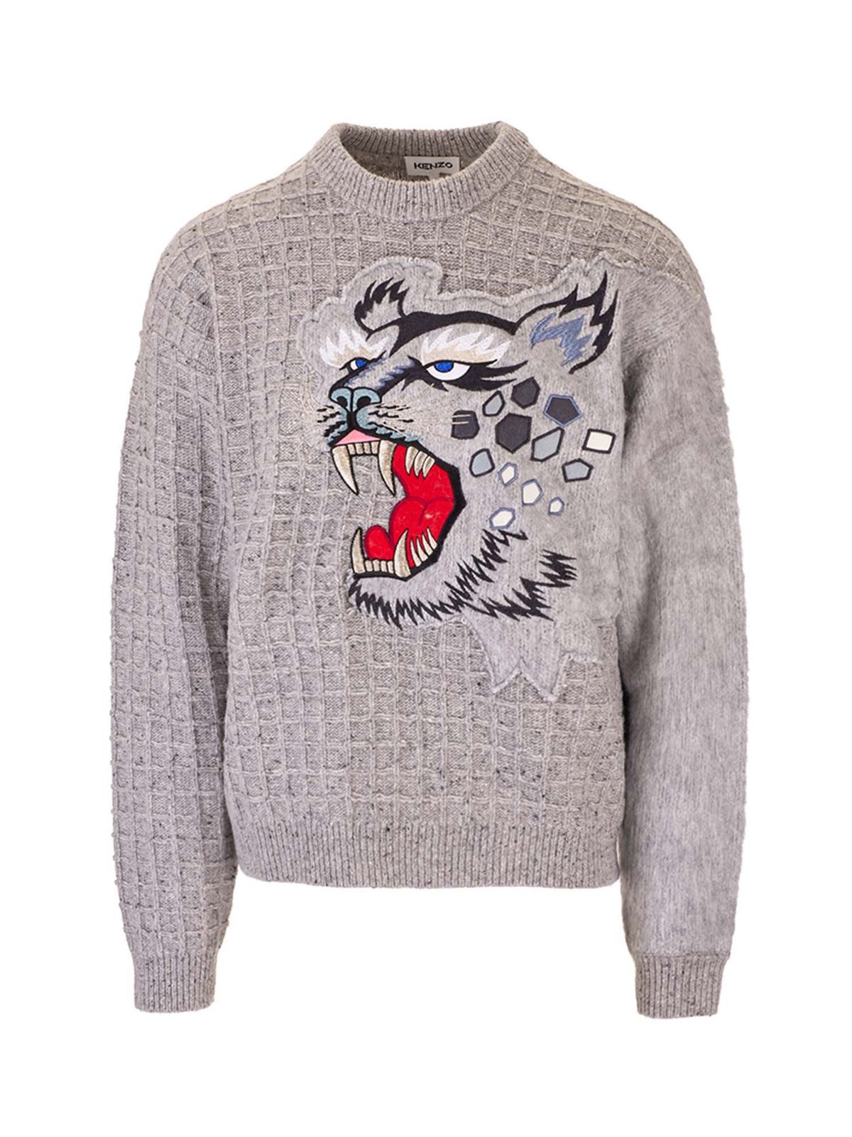 Kenzo X Kansai Yamamoto Embroidered Sweater In Grey