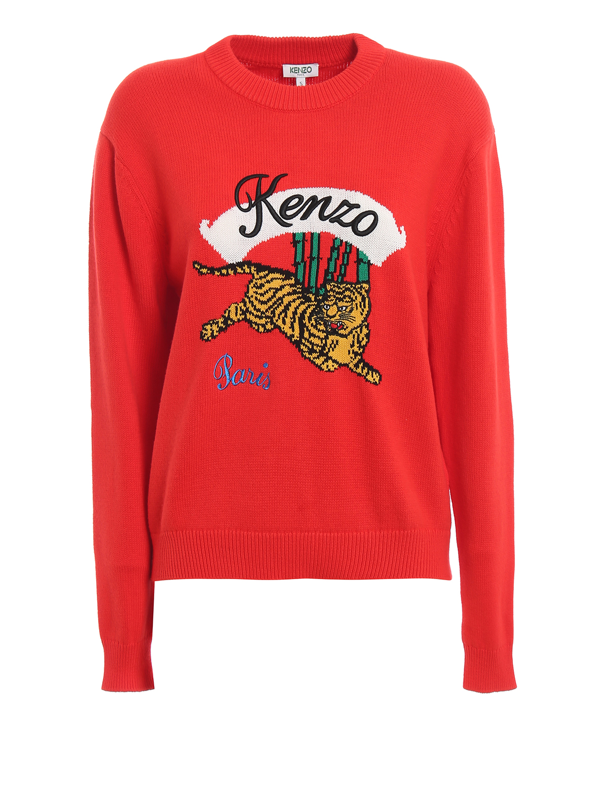 Crew necks Kenzo - Tiger intarsia cotton blend sweater