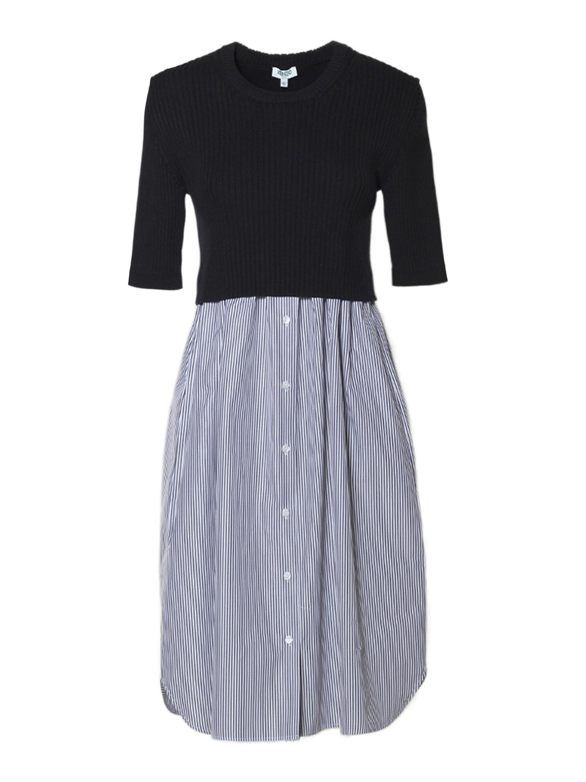 kenzo ribbed dress KENZO WOMEN Pleated Dress Dark Green MAISONDEFASHION.COM