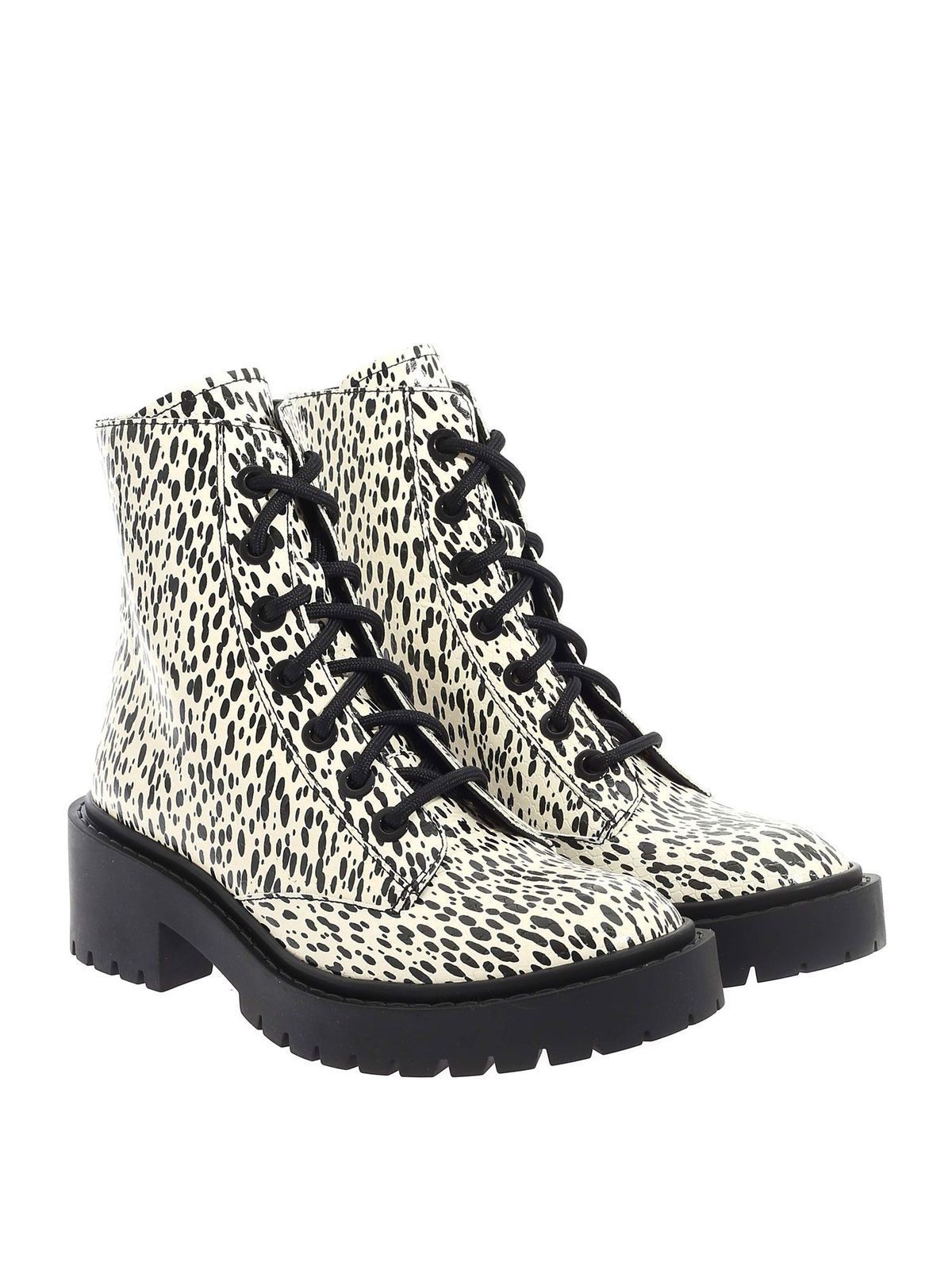 Shop Kenzo Pike Lace Up Ankle Boots In Ecru Color In Blanco