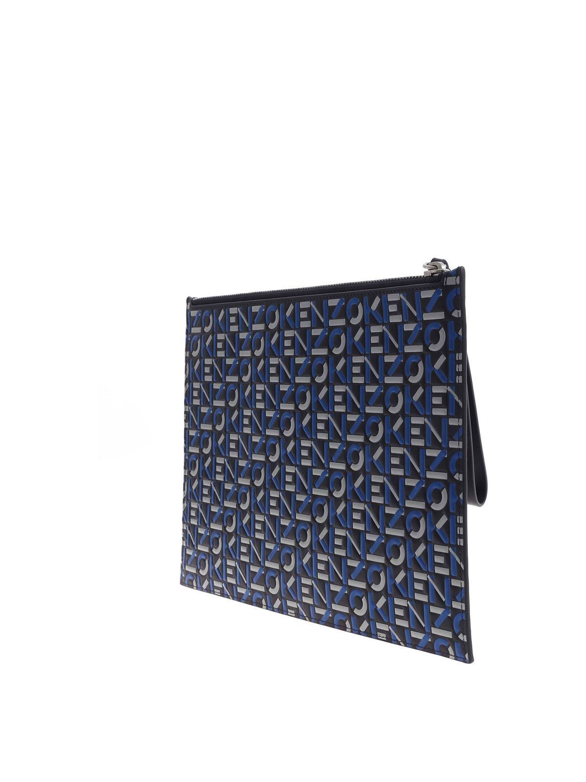 Clutches Kenzo - Kenzo monogram large clutch bag in blue - FA65PM902L4177