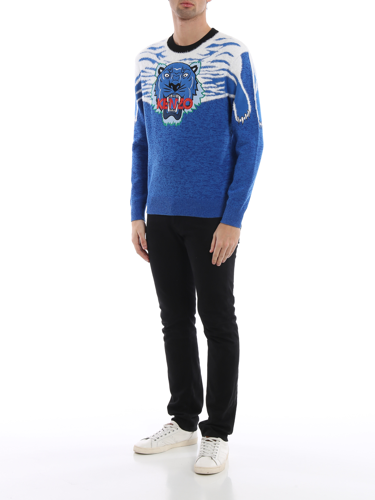 Crew necks Kenzo - Tiger intarsia cotton blend sweater