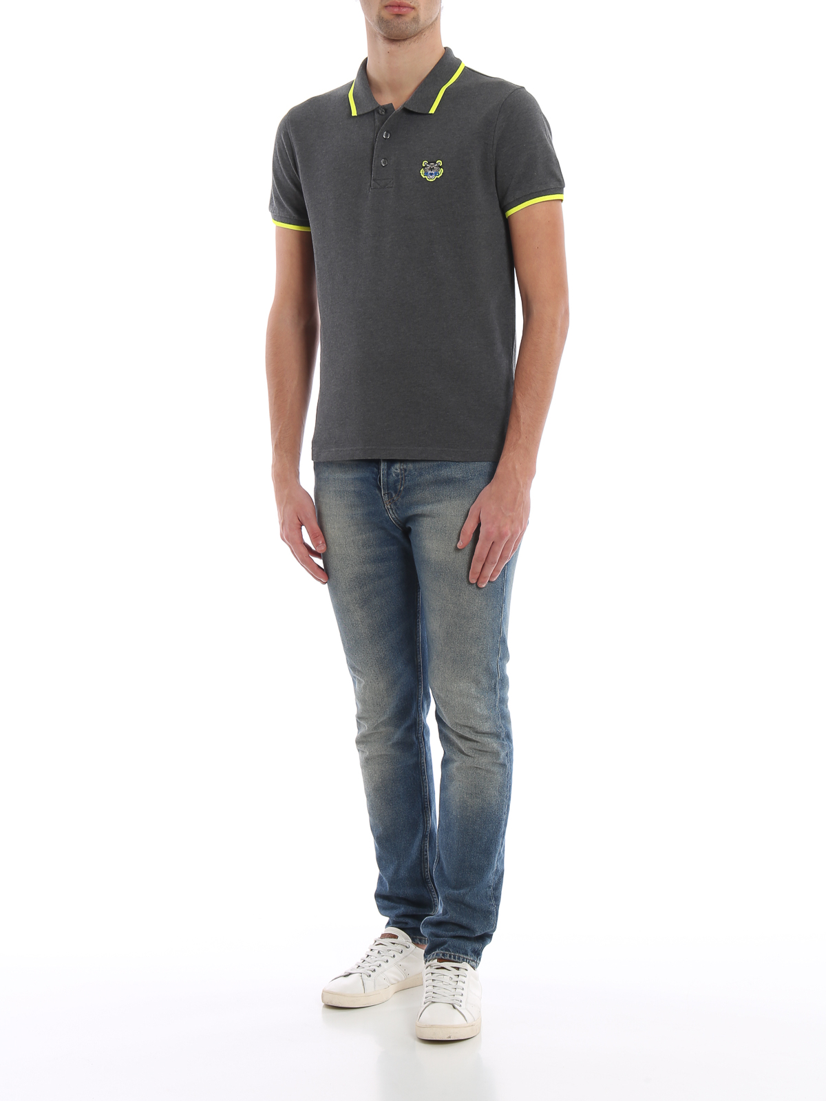 Kenzo K Fit Tiger crest deep grey cotton polo shirt F005PO0014BA97