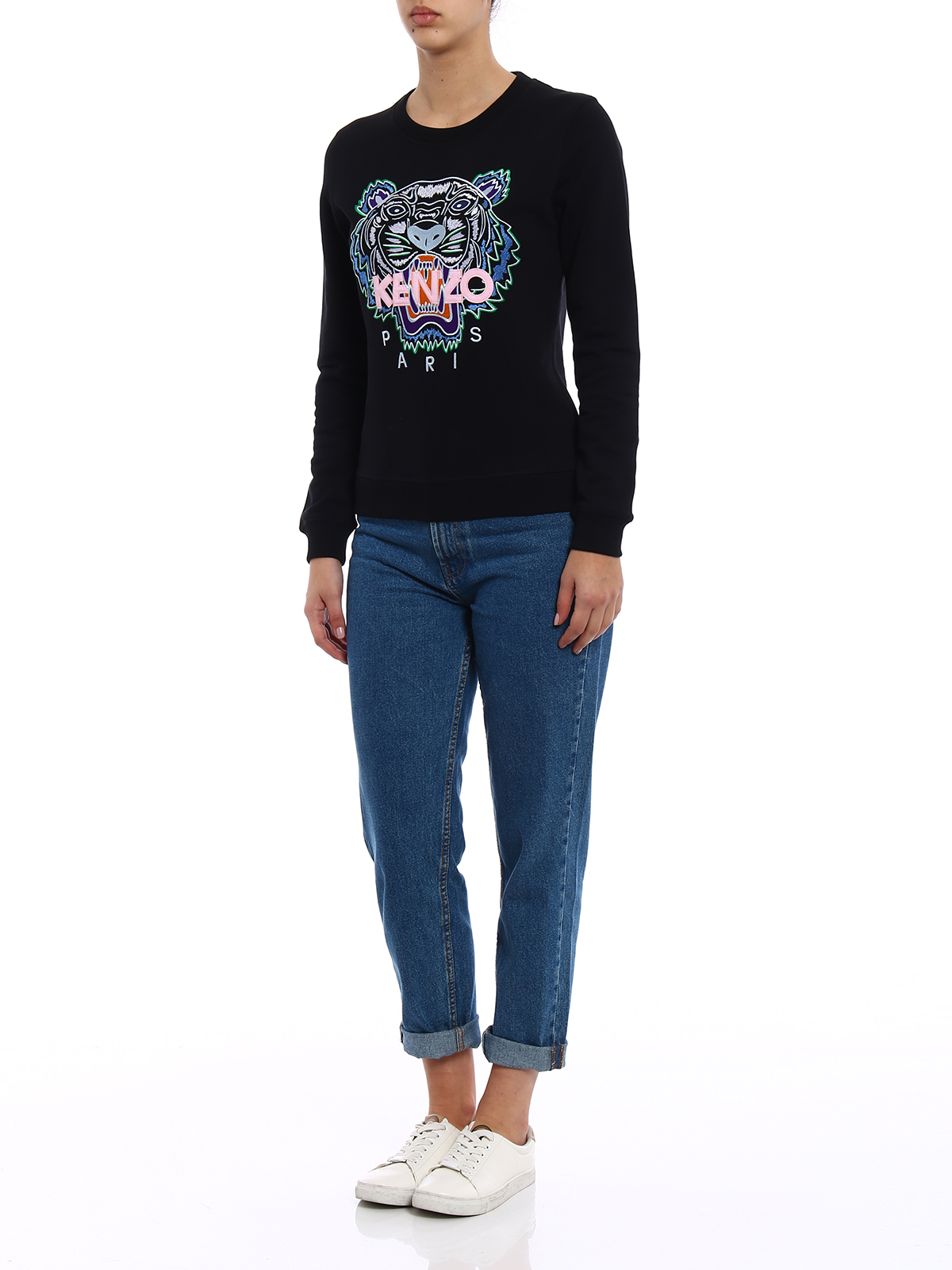 Sweatshirts Sweaters Kenzo Embroidered Tiger black sweatshirt