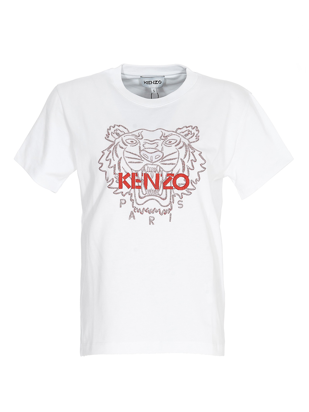 Kenzo Tiger embroidery cotton T-shirt - White|FB52TS9124SD01