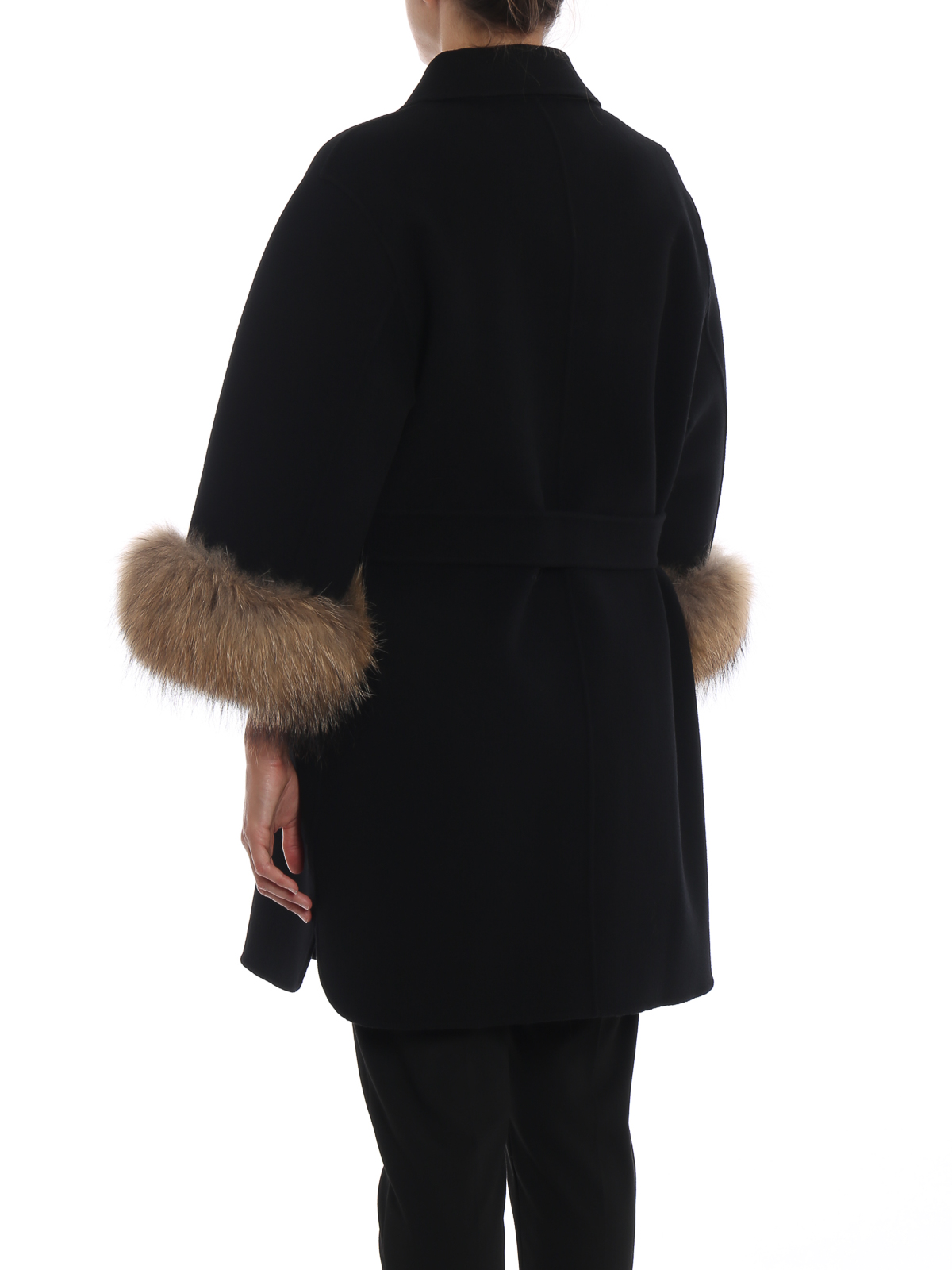 wool coat with fur cuffs