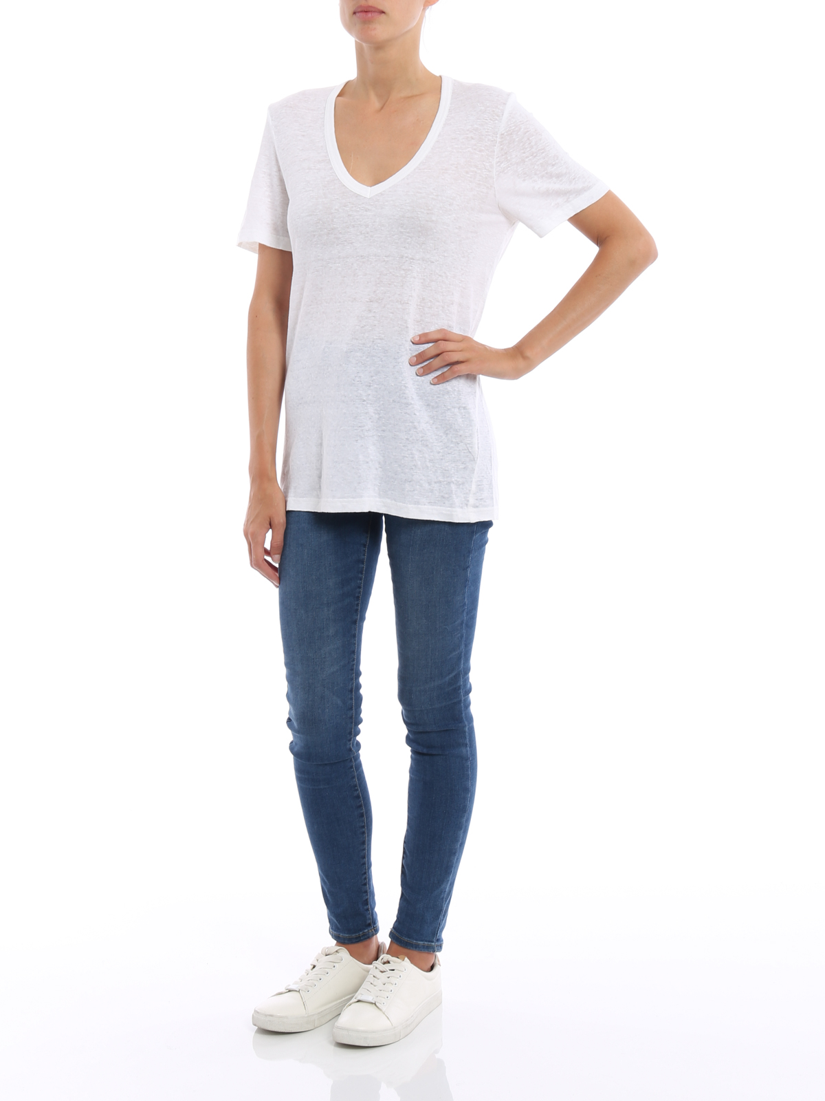 【Marant Etoile】 KrangerリネンTシャツ Kranger linen T-shirt in white - Marant Etoile | Mytheresa