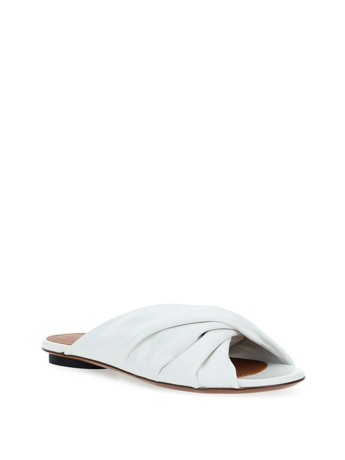 Shop L'autre Chose Cracklet Effect Leather Sandals In White