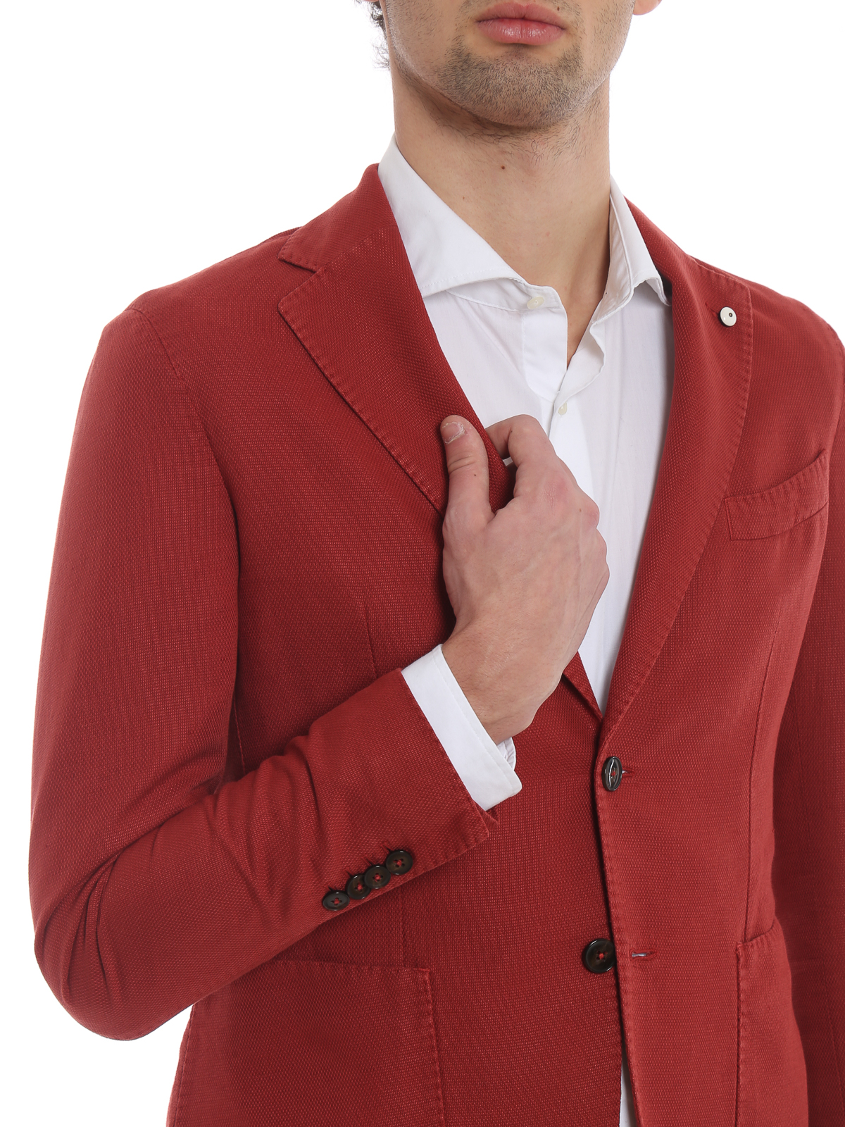 Giacche blazer L.B.M 1911 - Giacca rossa in misto lino e cotone - 2857957999