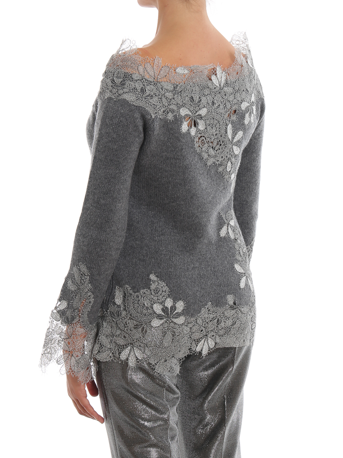 Tシャツ・カットソー ERMANNO SCERVINO CASHMERE AND LACE TOP D465L342APPYU-M4607-01_grande.