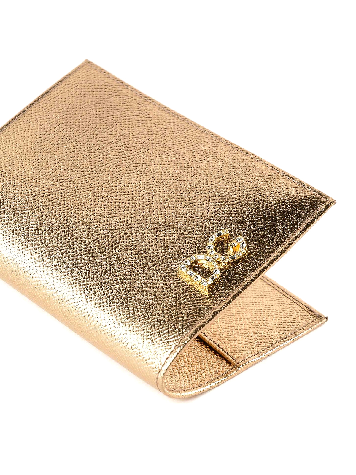Leather Card Holder in Gold - Dolce Gabbana